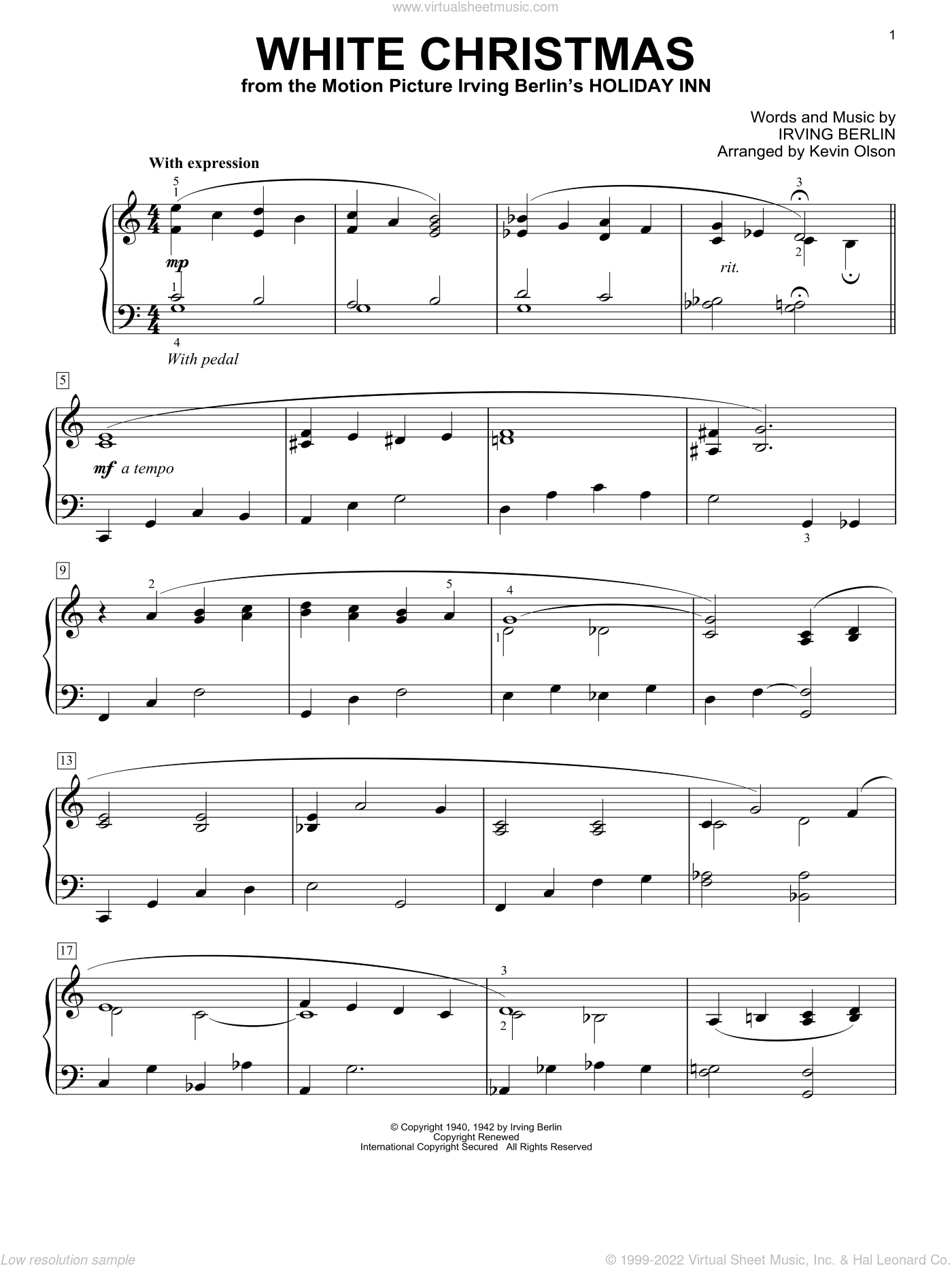 White Christmas (arr. Kevin Olson) sheet music (E-Z Play) (PDF)