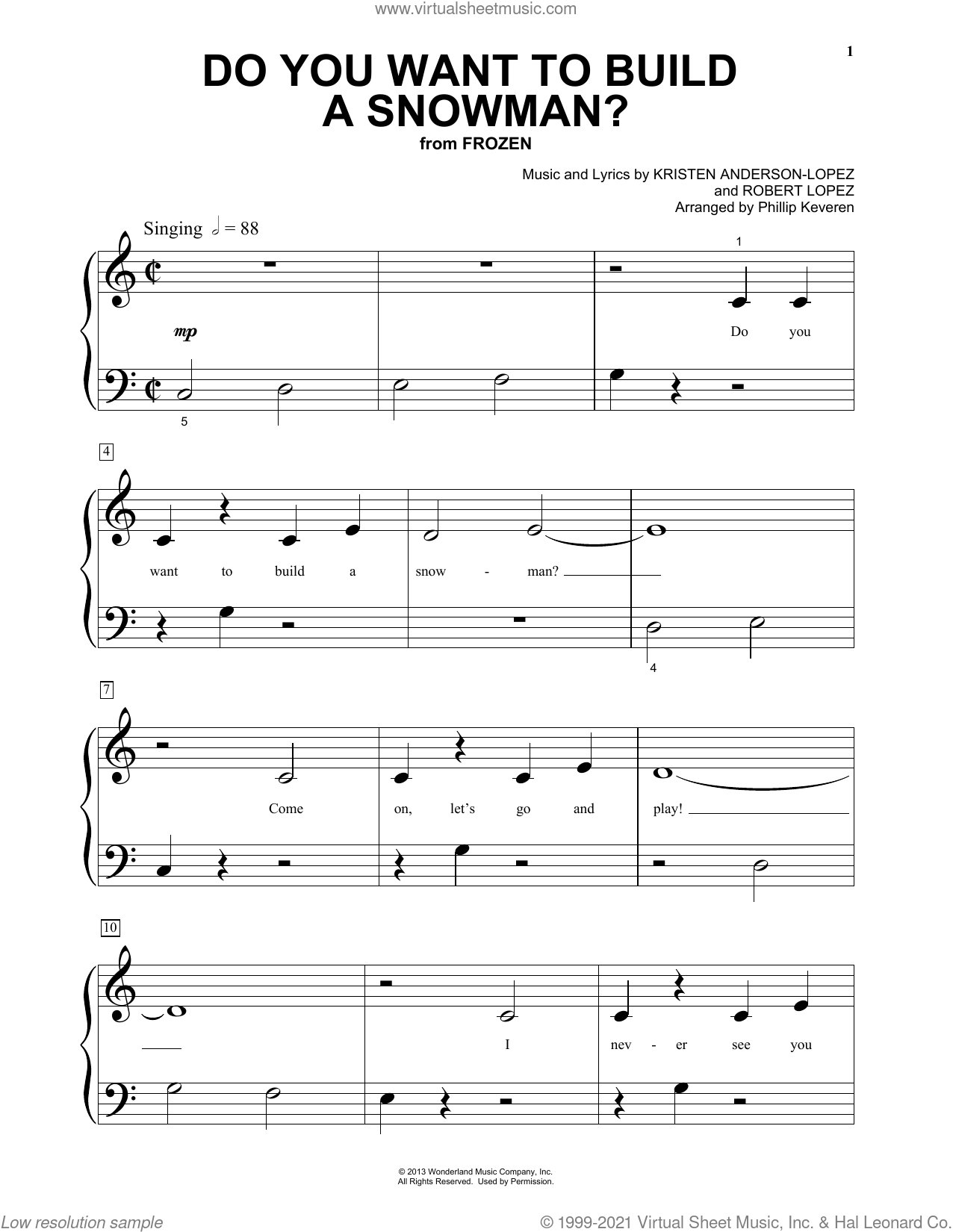 Do You Want To Build A Snowman? (from Frozen: The Broadway Musical) sheet  music for voice and piano