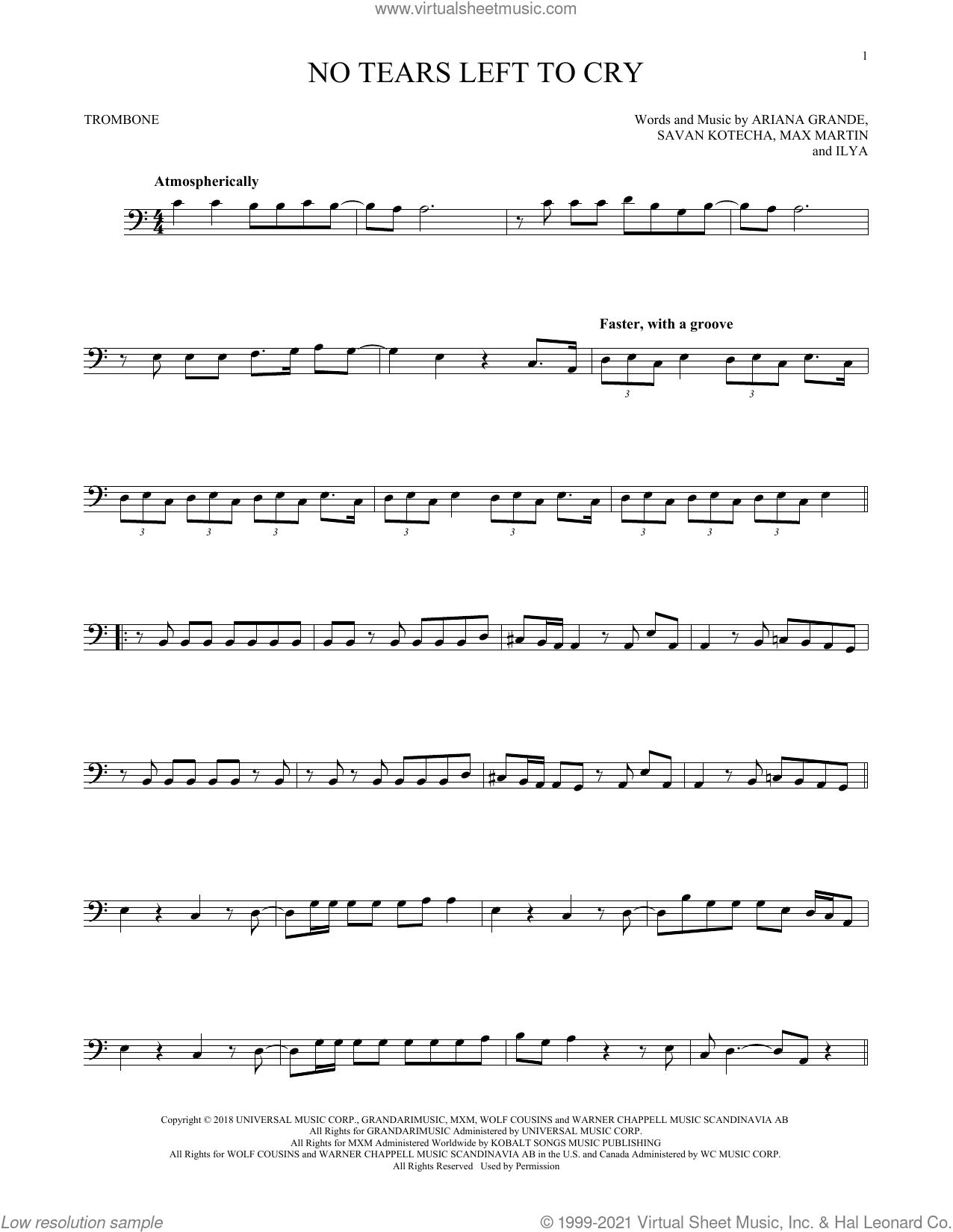 No Tears Left To Cry sheet music for trombone solo (PDF)