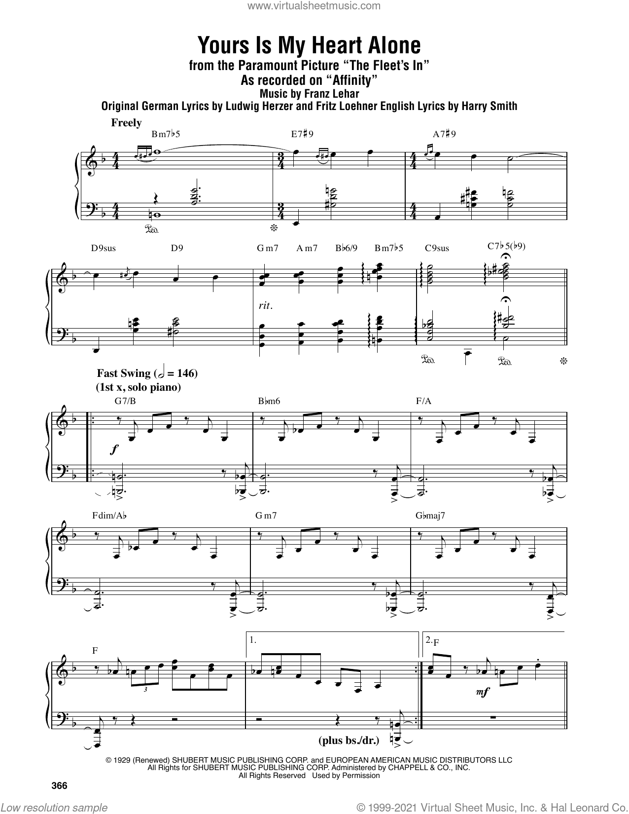 Heart: Alone sheet music for voice, piano or guitar (PDF)