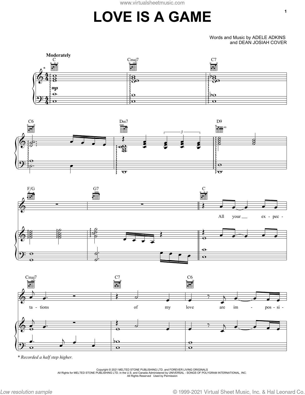 Love Is A Game sheet music for voice, piano or guitar (PDF)