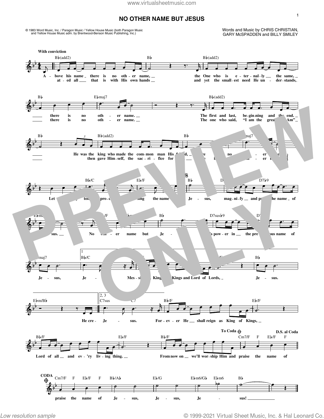 Mcspadden No Other Name But Jesus Sheet Music Fake Book Pdf