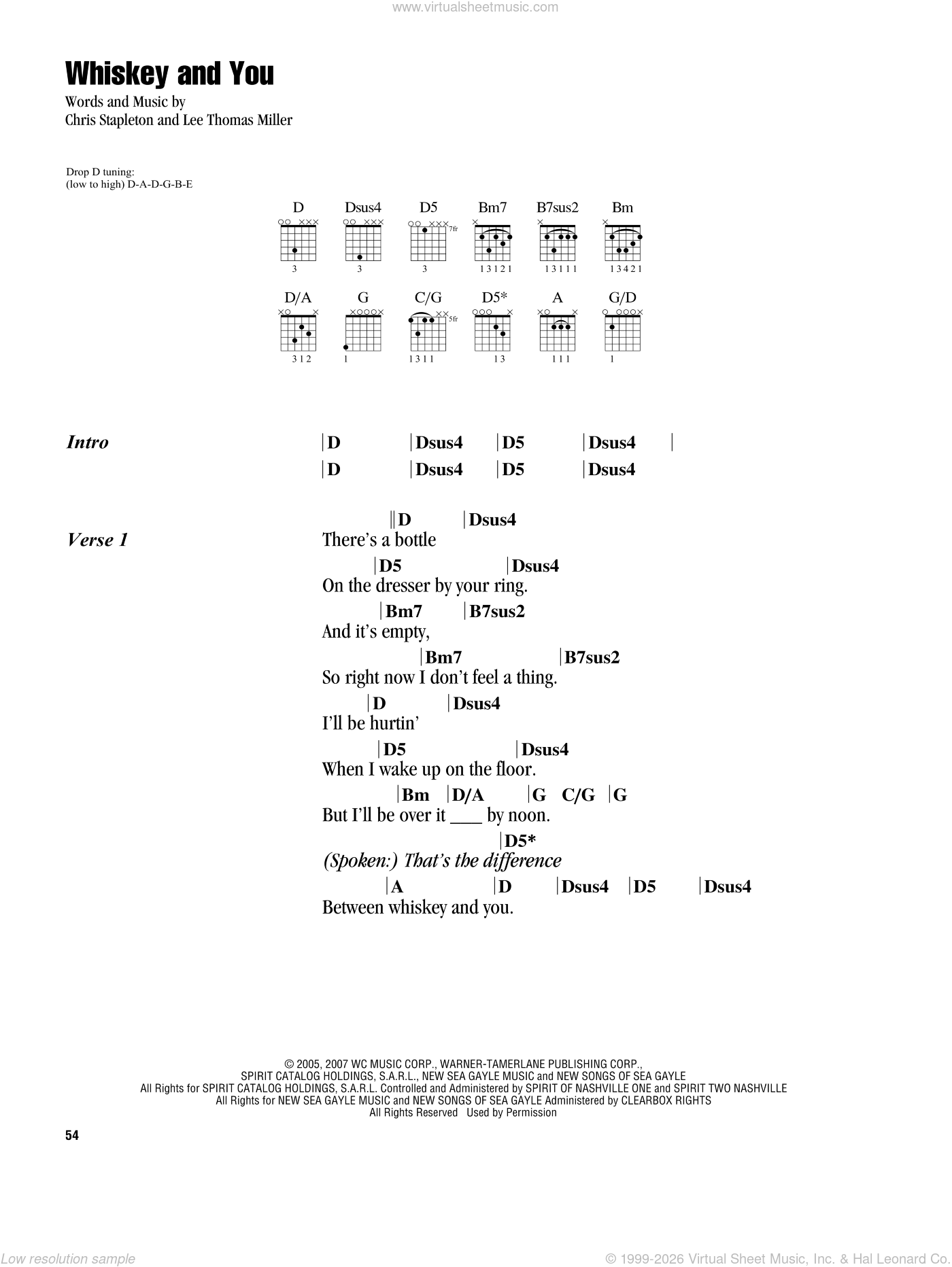 Whiskey And You sheet music for guitar (chords) (PDF)