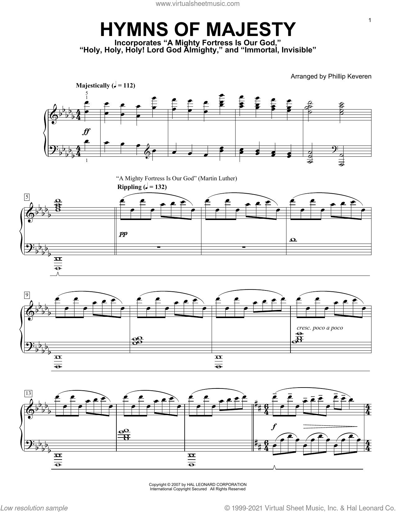 A Mighty Fortress is our God - Intermediate Piano Solo - Melody