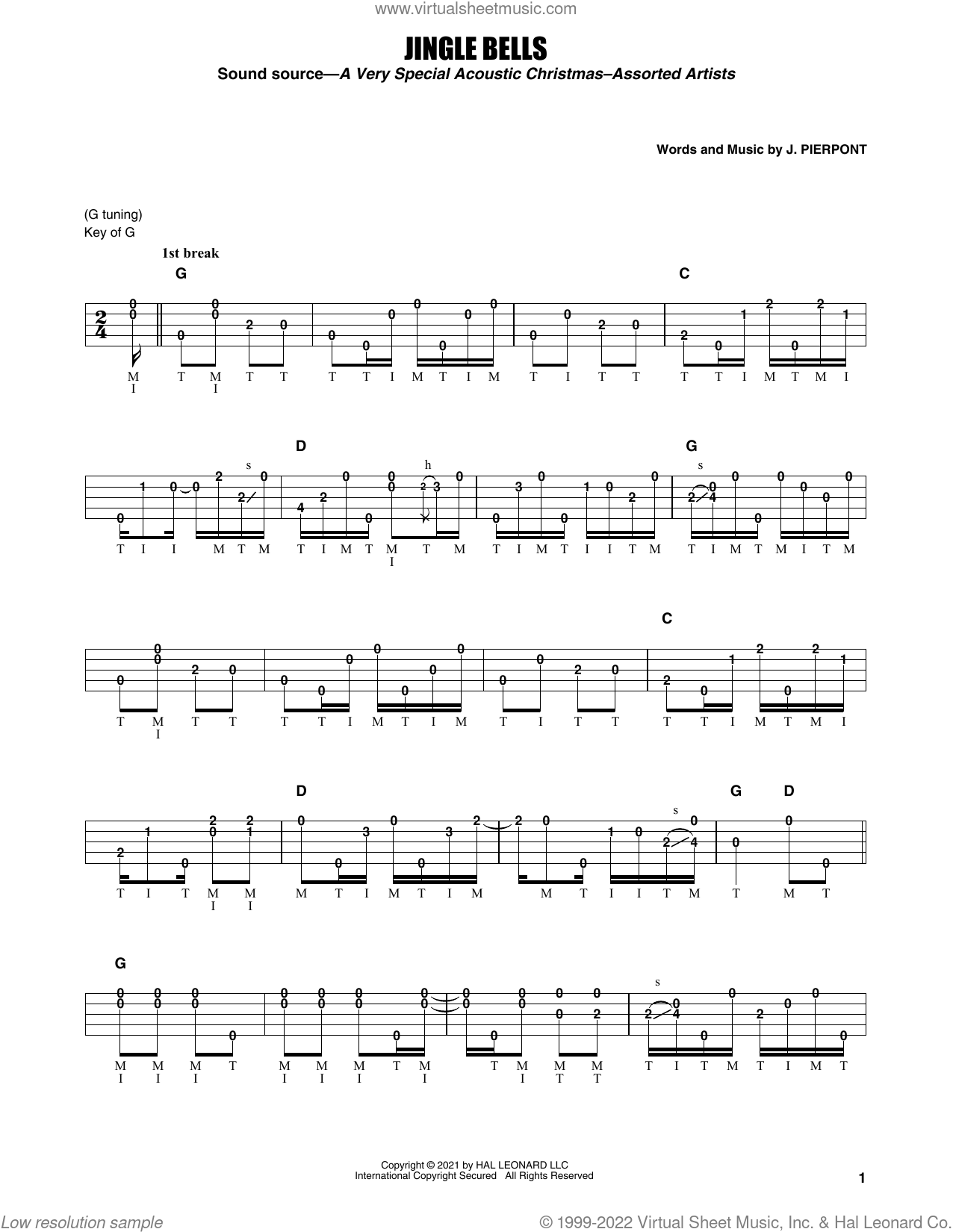 Earl Scruggs: Jingle Bells sheet music for banjo solo (PDF)