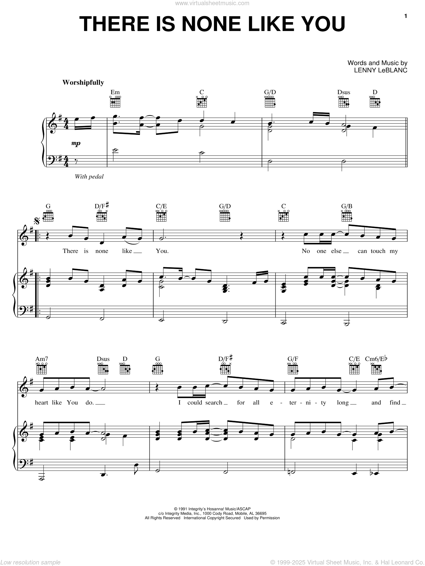 There Is None Like You sheet music for voice, piano or guitar