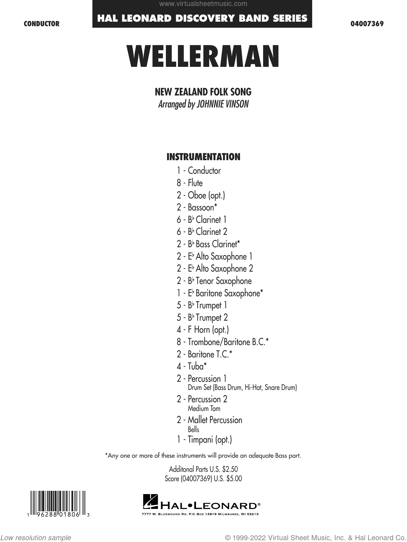 Wellerman (arr. Johnnie Vinson) sheet music collection) for