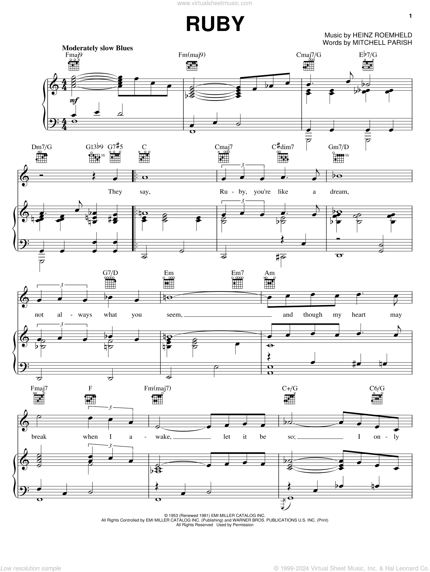 Parish - Ruby sheet music for voice, piano or guitar [PDF]