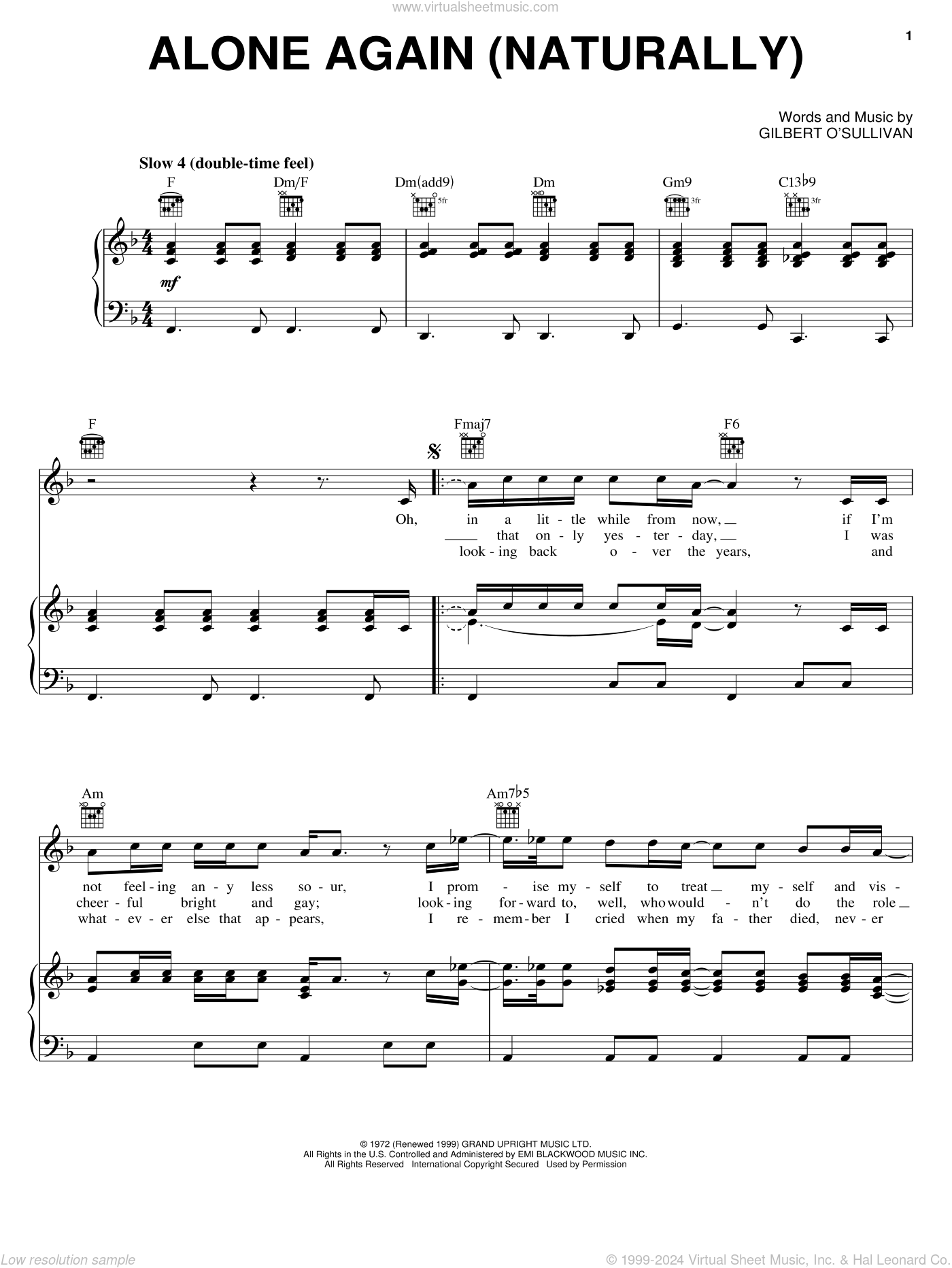 Alone Again (Naturally) (Guitar Chords/Lyrics) for Leadsheets - Sheet Music  to Print