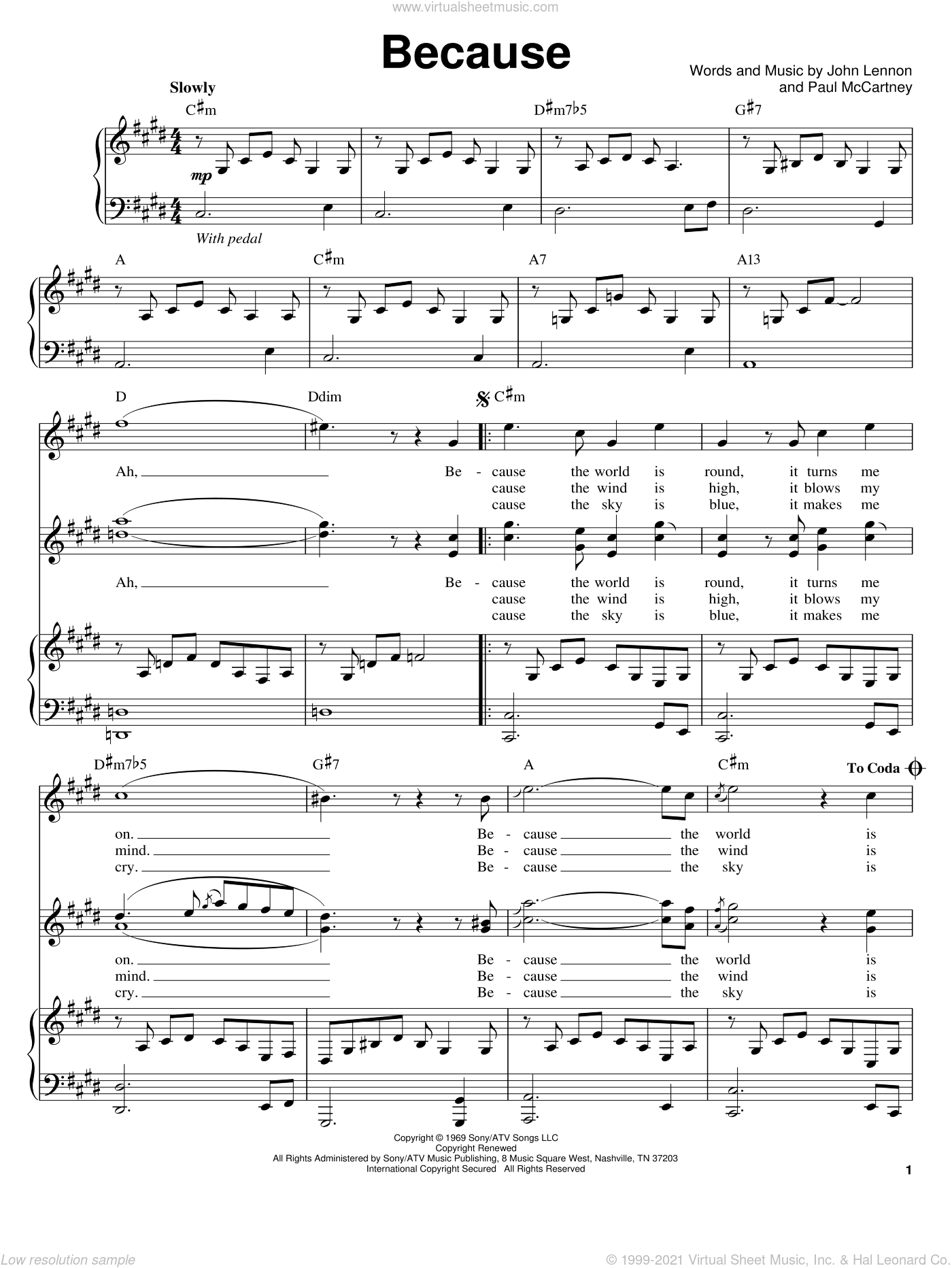 Beatles - Because sheet music for voice and piano [PDF]