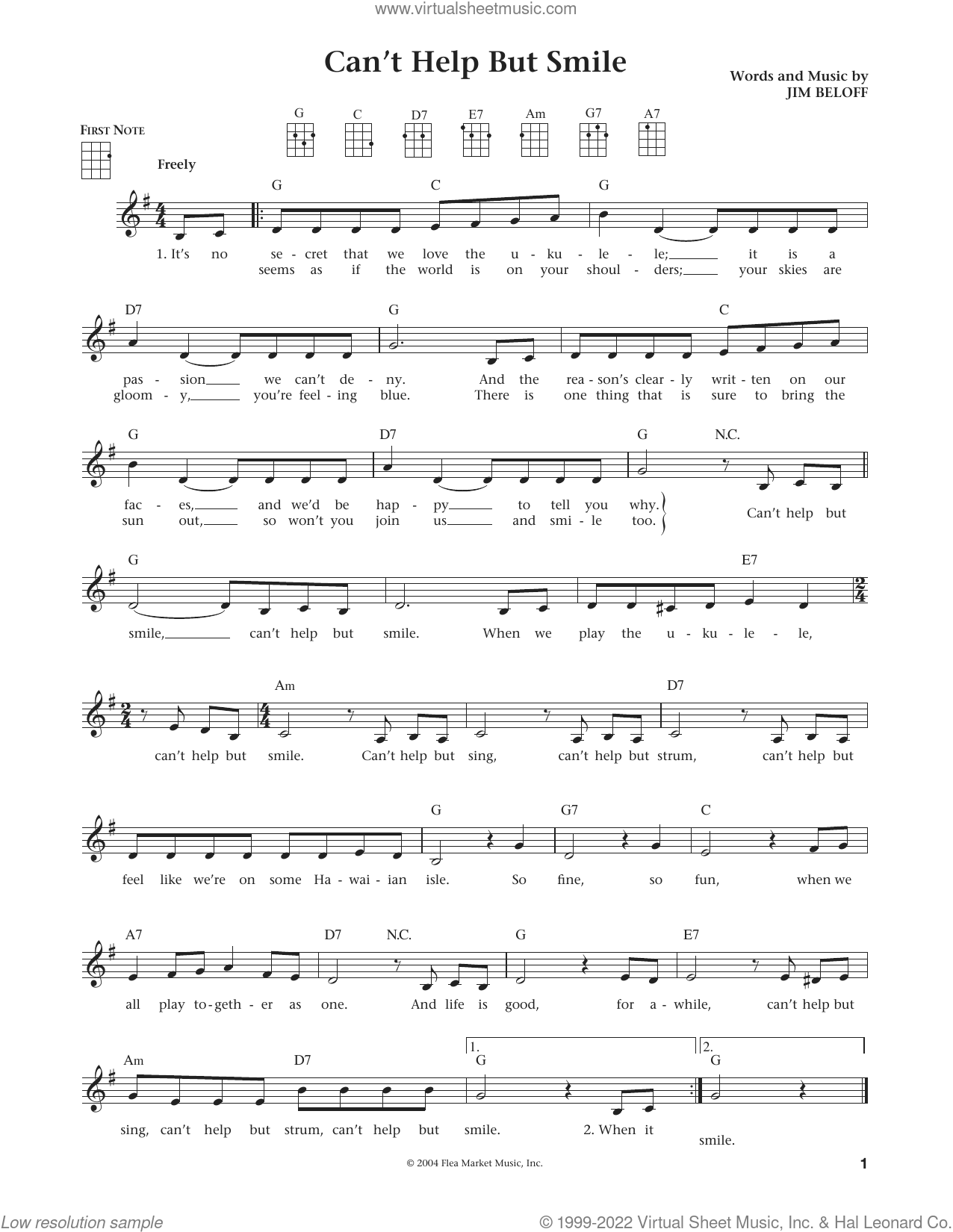 Can't Help But Smile (from The Daily Ukulele) sheet music (PDF)