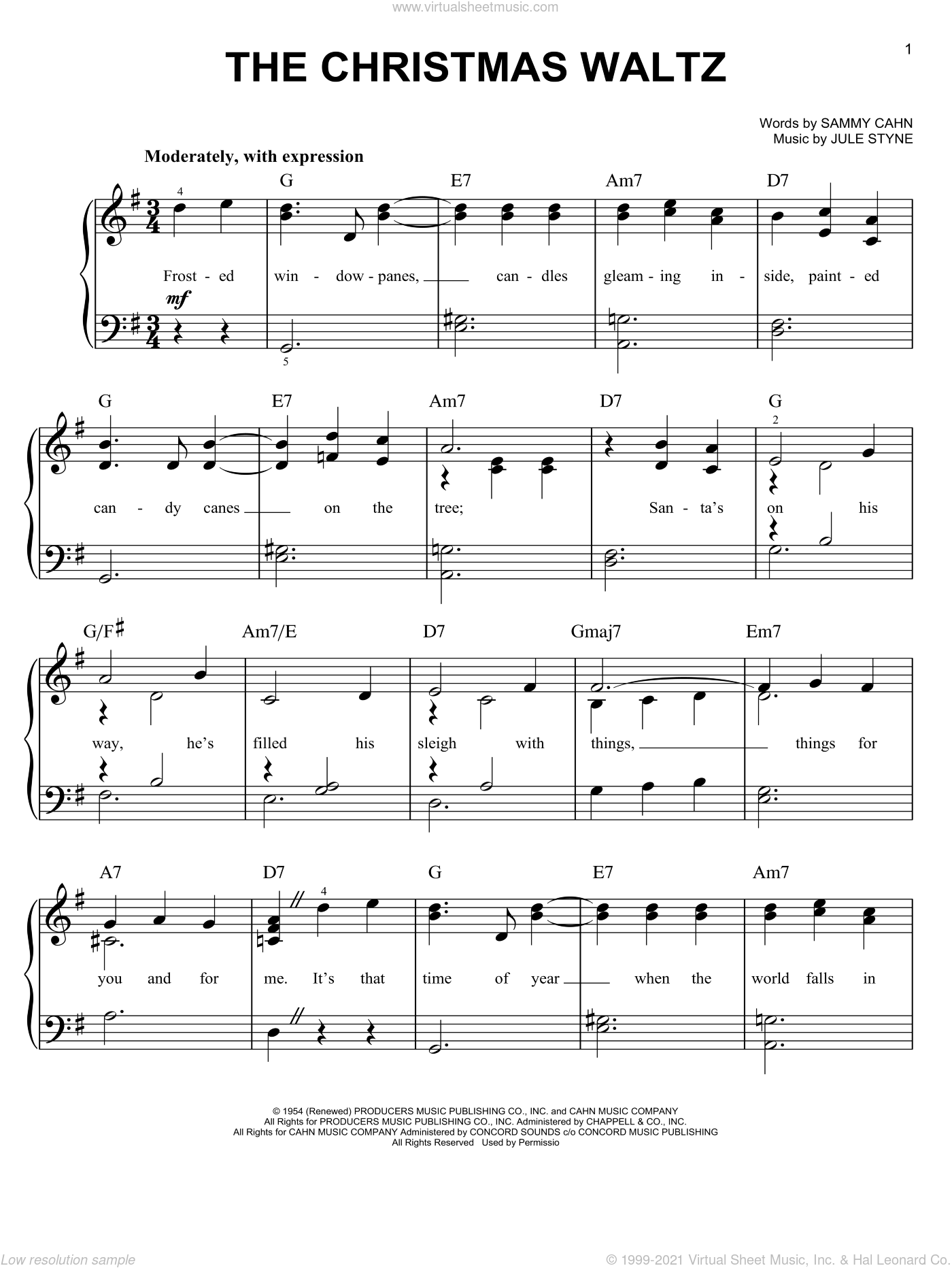 Sinatra - The Christmas Waltz sheet music for piano solo PDF