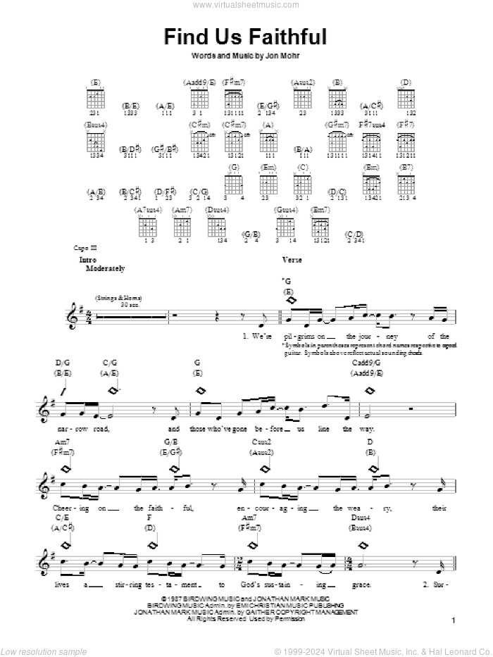 Find Us Faithful sheet music for guitar solo (chords) (PDF)