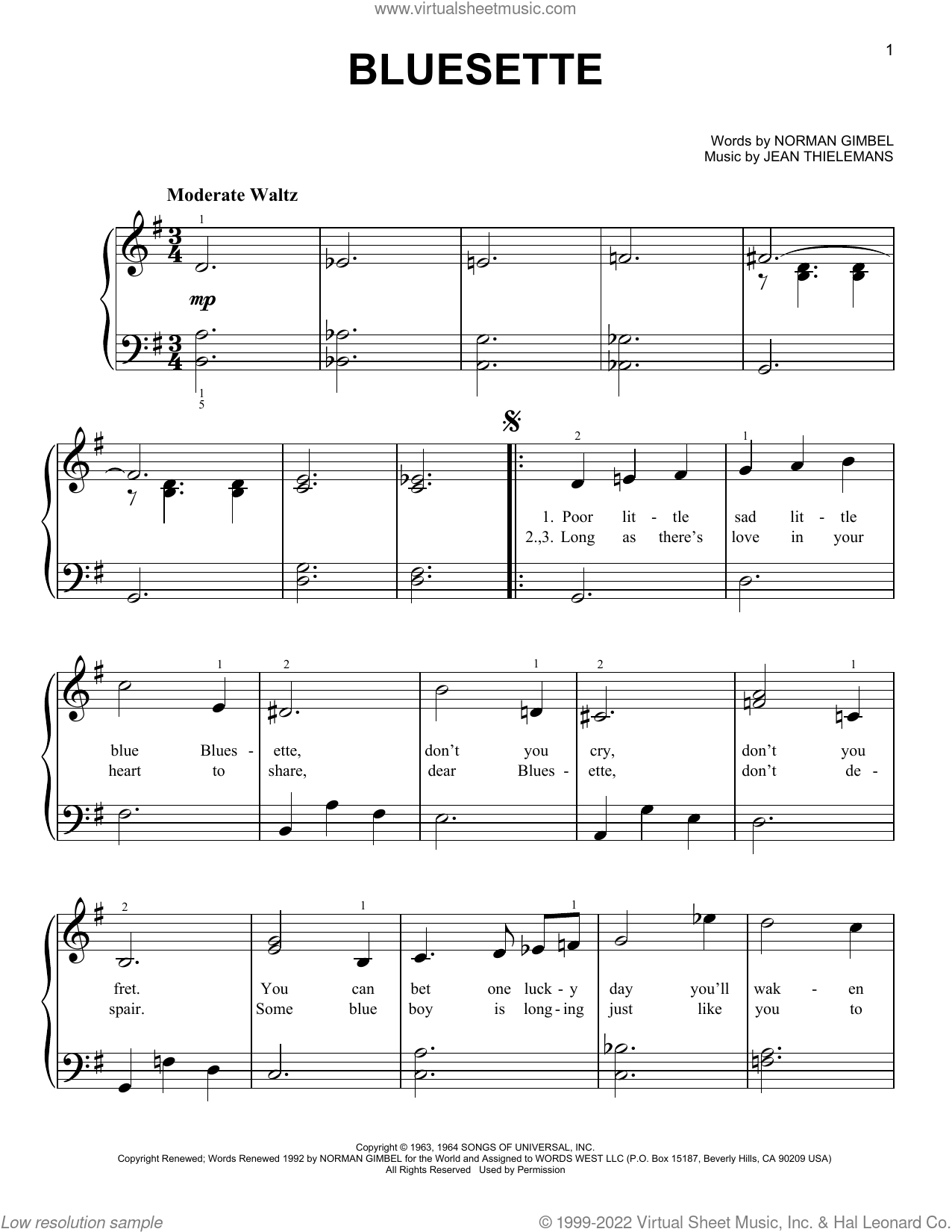 Bluesette sheet music for piano solo (PDF) v2
