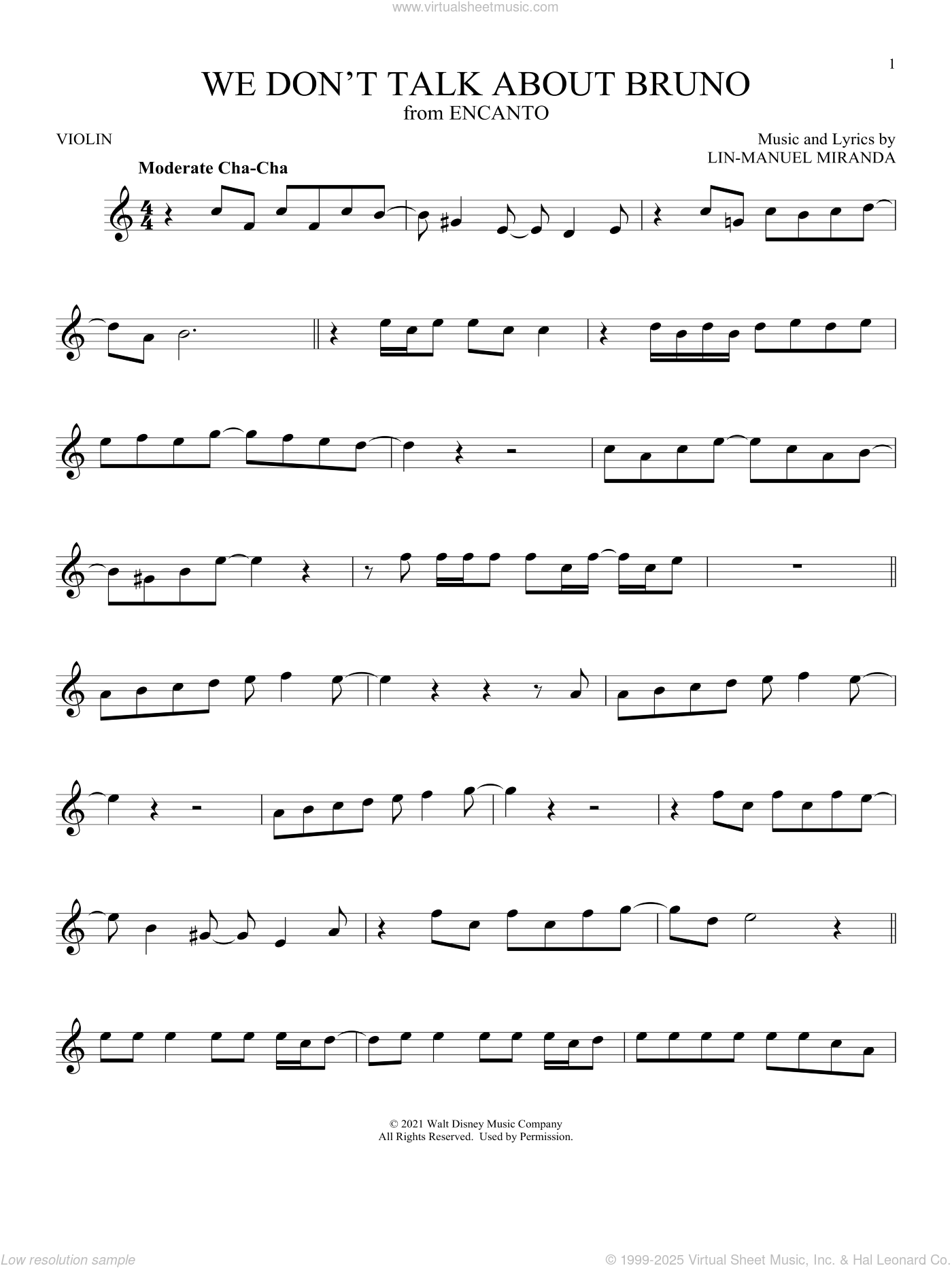 We Don't Talk About Bruno (from Encanto) sheet music for violin solo