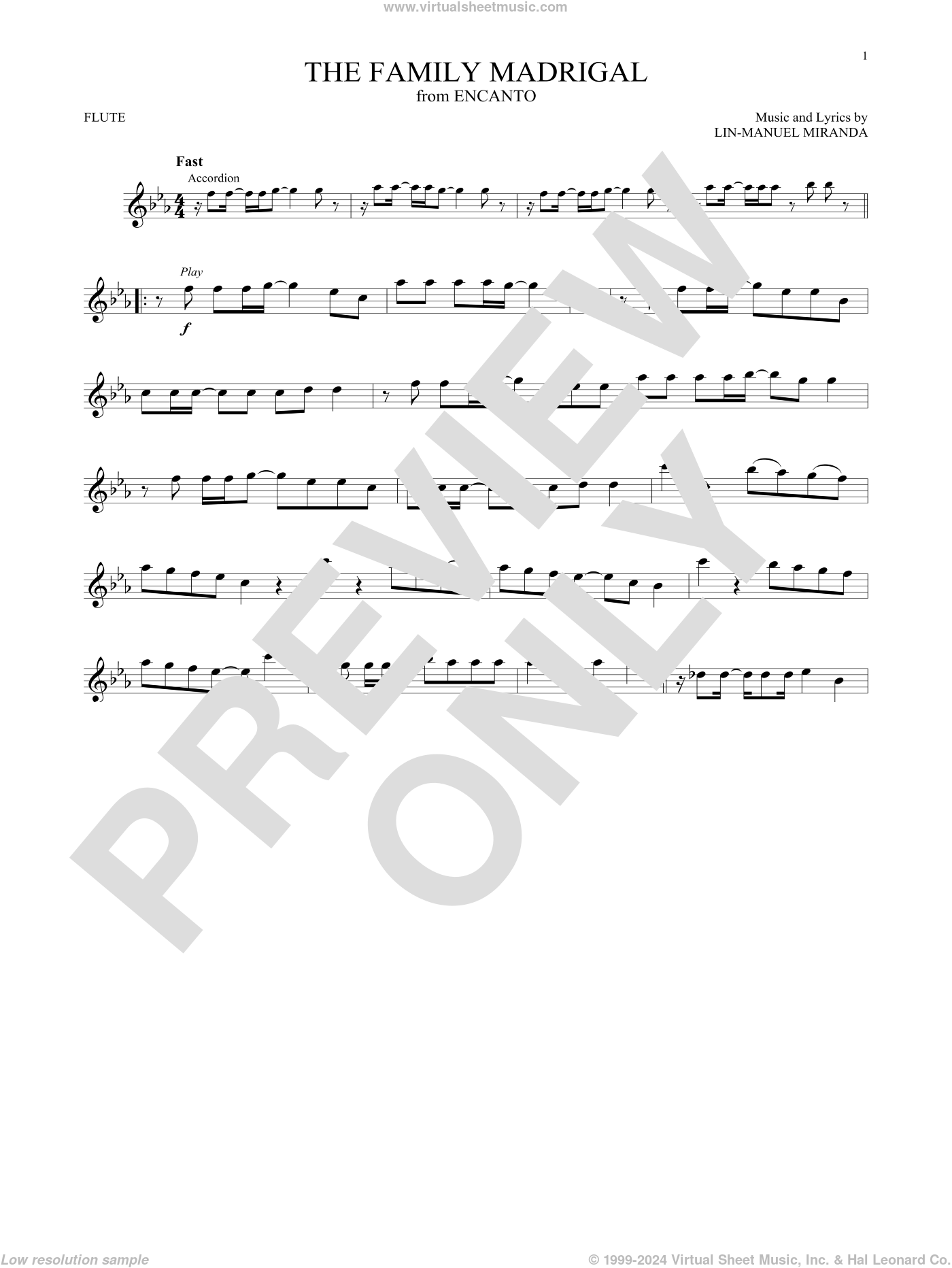 The Family Madrigal (from Encanto) sheet music for flute solo