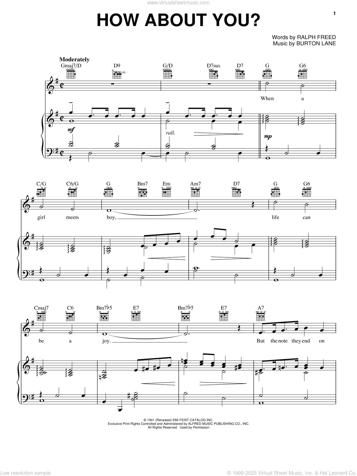 How About You? sheet music for voice, piano or guitar (PDF)