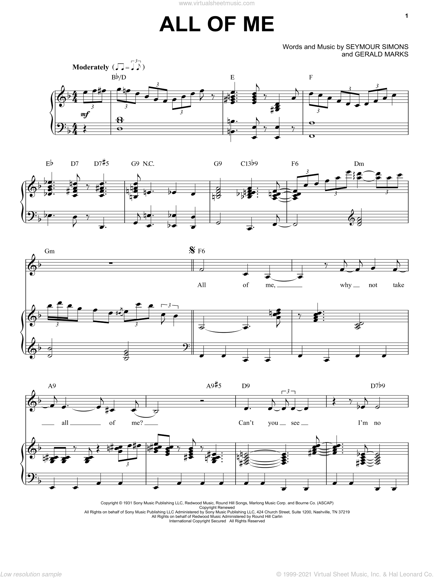 Holiday All Of Me Sheet Music For Voice And Piano Pdf