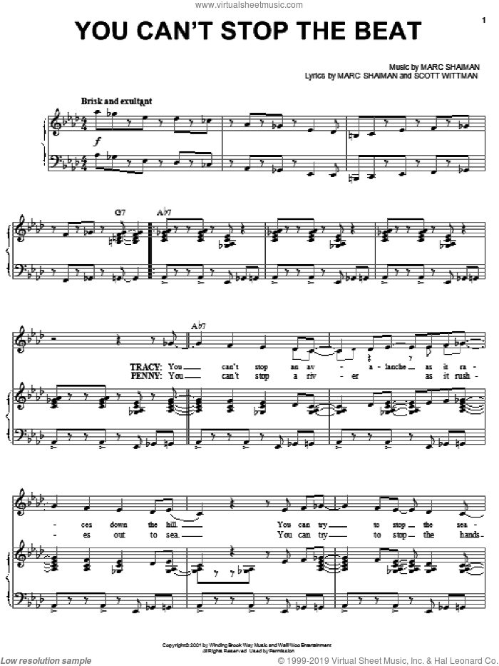 Shaiman You Can T Stop The Beat Sheet Music For Voice And Piano V2