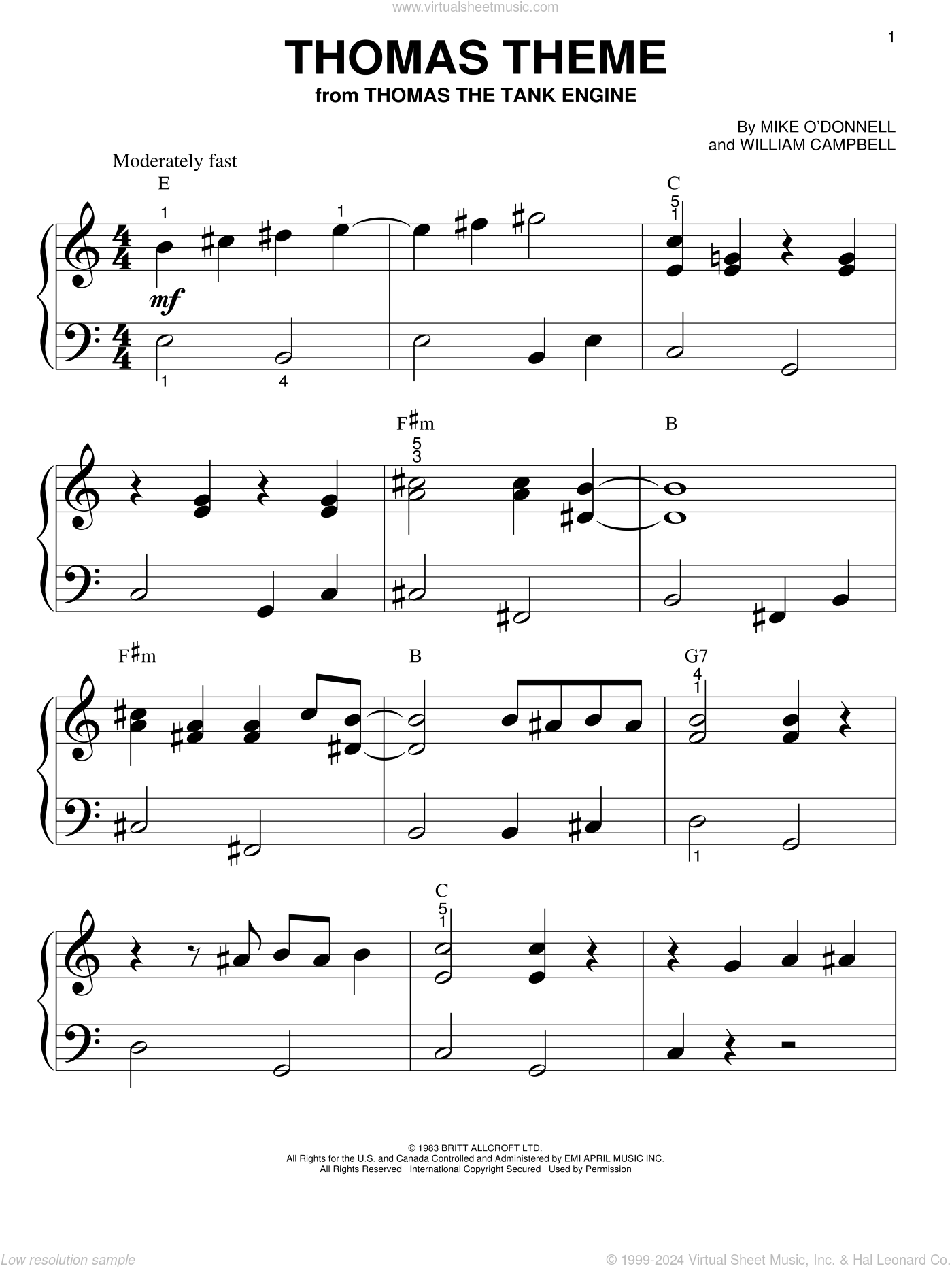 Johnson Thomas The Tank Engine Sheet Music For Piano Solo big Note Book 