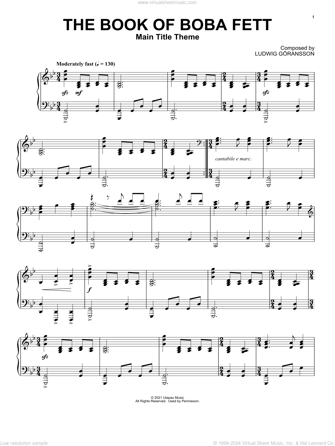 Göransson - The Book Of Boba Fett (Main Title Theme) sheet music for