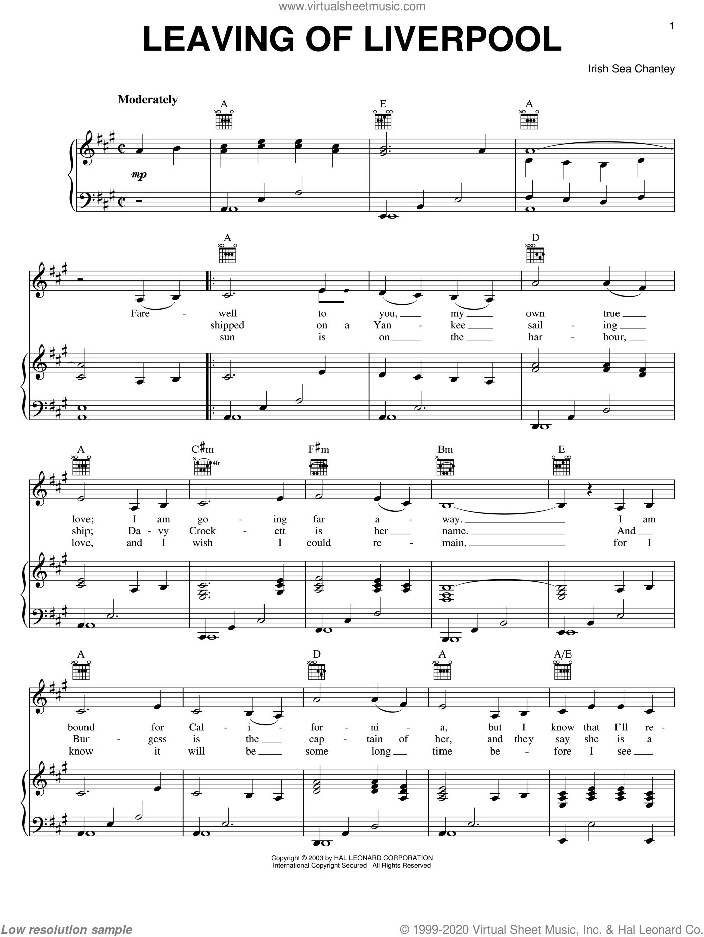 Digital sheet music for voice, piano or guitar NOTE: Traditional, chords, l...