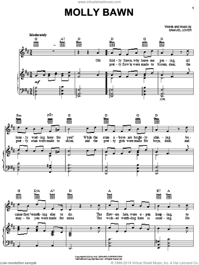 Lover Molly Bawn Sheet Music For Voice Piano Or Guitar Pdf