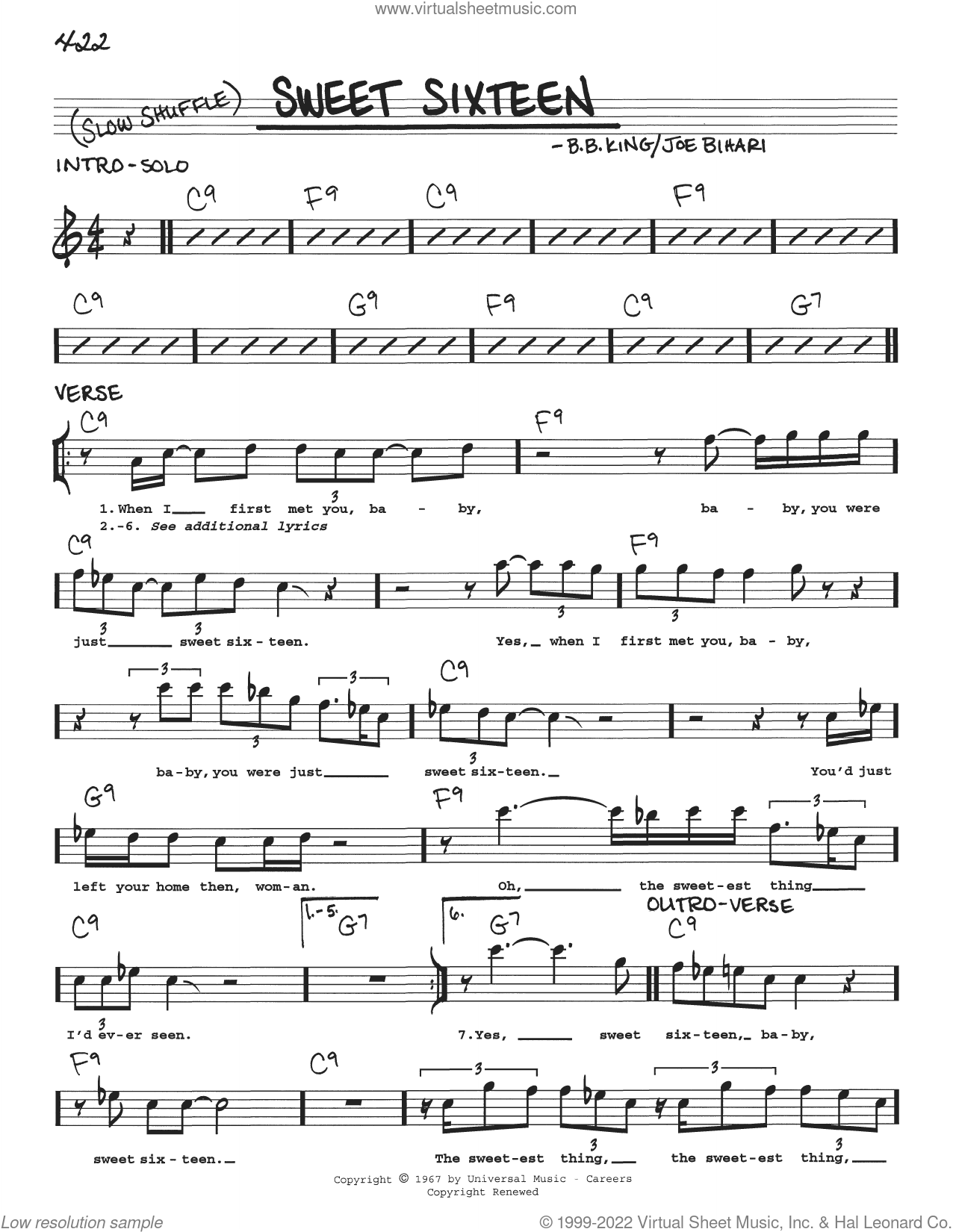 Sweet Sixteen Sheet Music (real Book With Lyrics) (PDF)