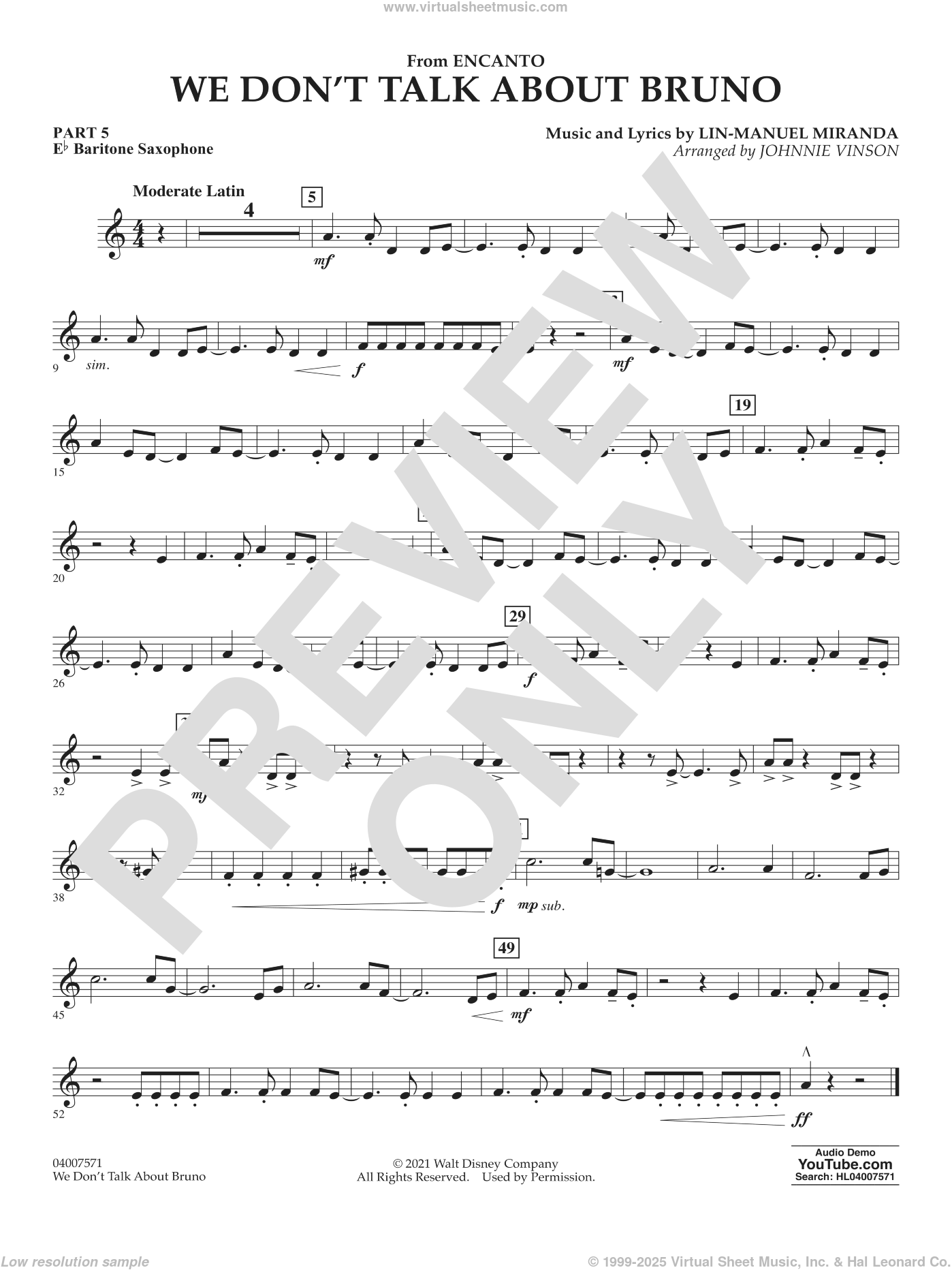 We Don't Talk About Bruno (from Encanto) (arr. Vinson) sheet music (pt