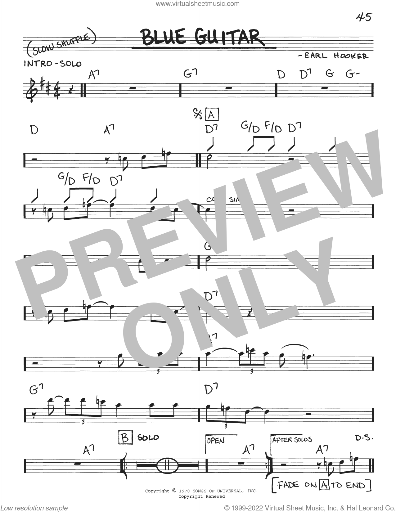 Blue Guitar sheet music (real book with lyrics) (PDF)