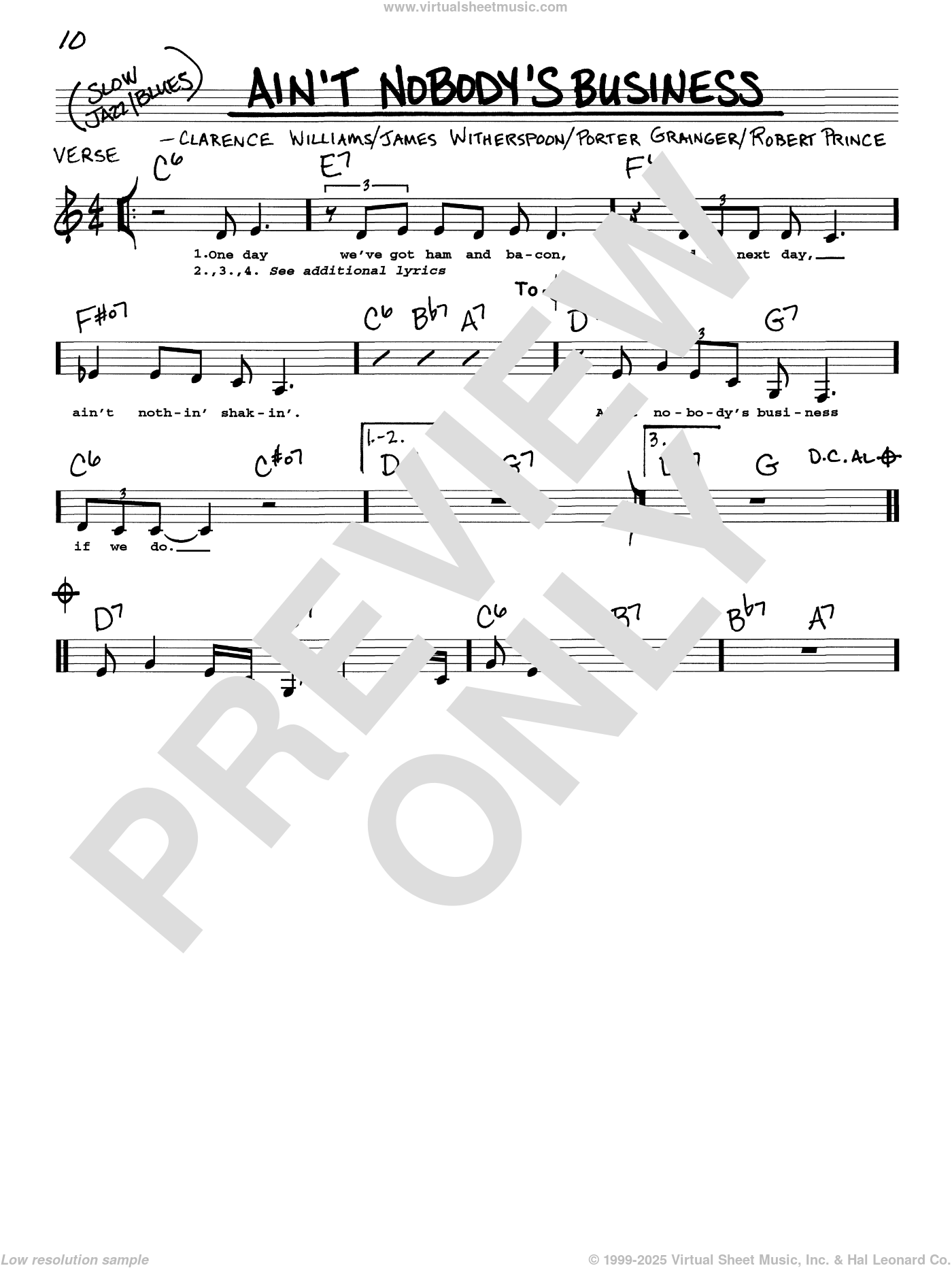 Ain't Nobody's Business sheet music (real book with lyrics) (PDF)