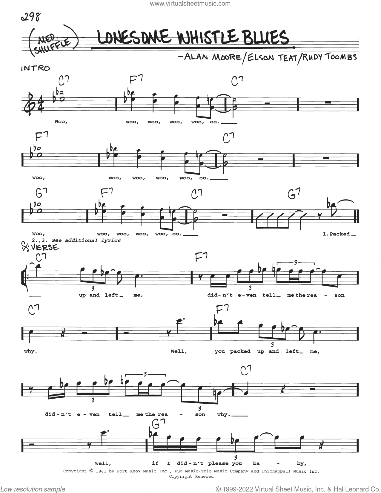 Lonesome Whistle Blues sheet music (real book with lyrics) (PDF)