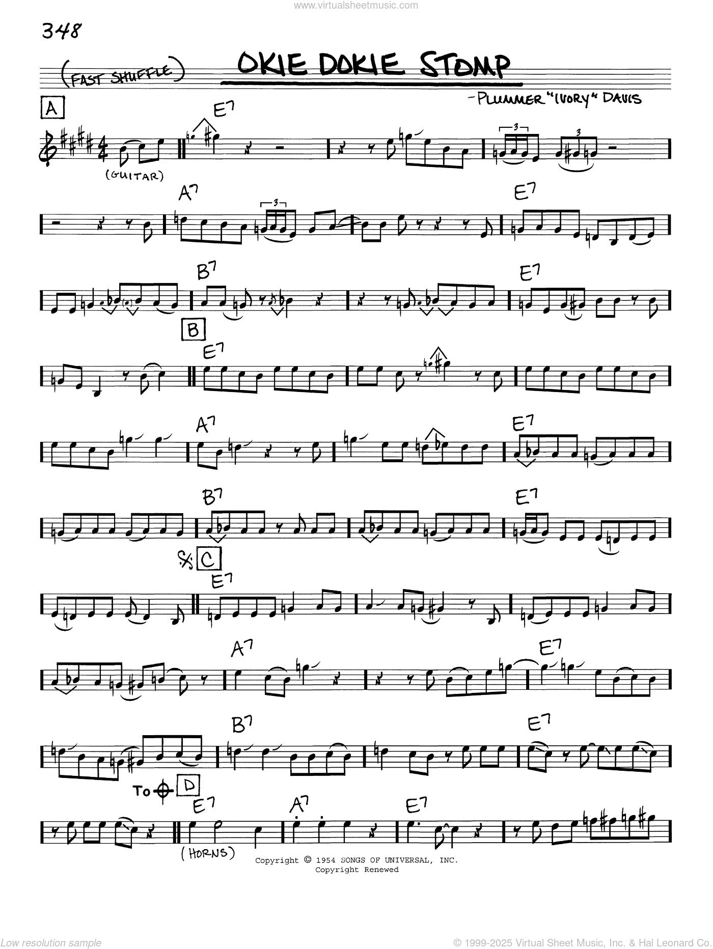 Okie Dokie Stomp sheet music (real book with lyrics) (PDF)