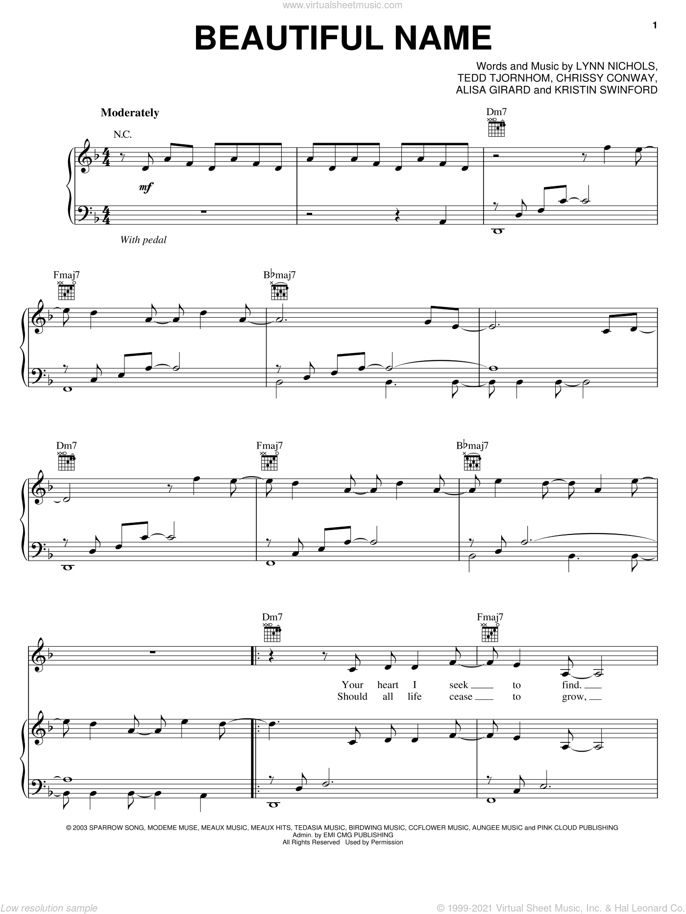 Zoegirl Beautiful Name Sheet Music For Voice Piano Or Guitar,Small Breakfast Nook Tables
