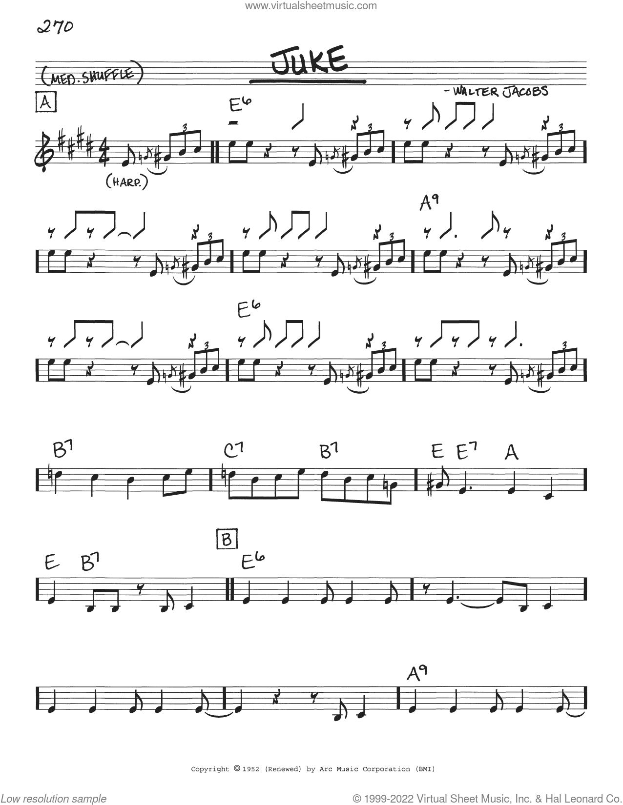 Juke sheet music (real book with lyrics) (PDF)