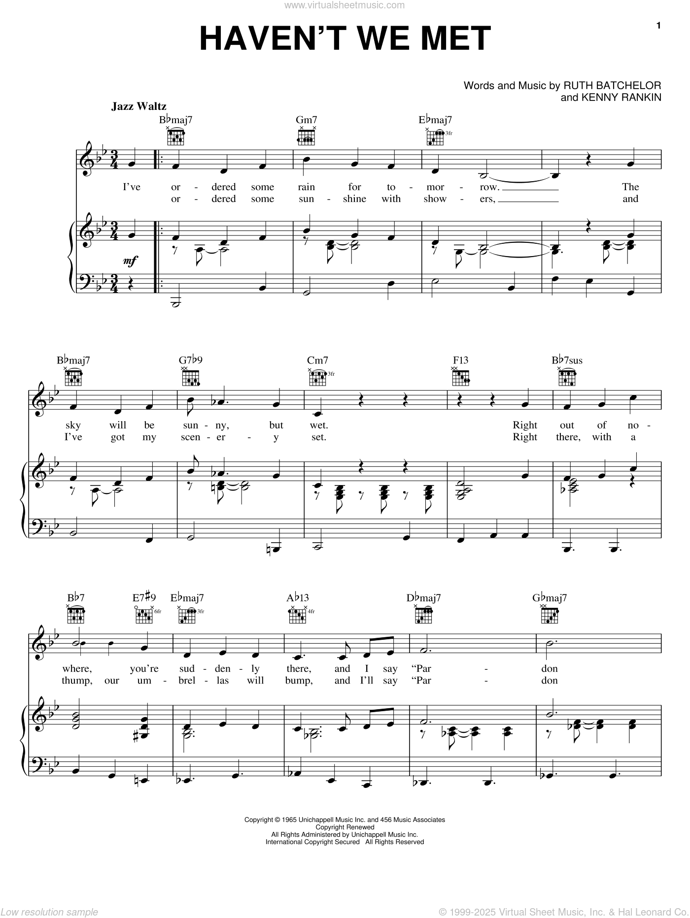 Haven't We Met sheet music for voice, piano or guitar (PDF)
