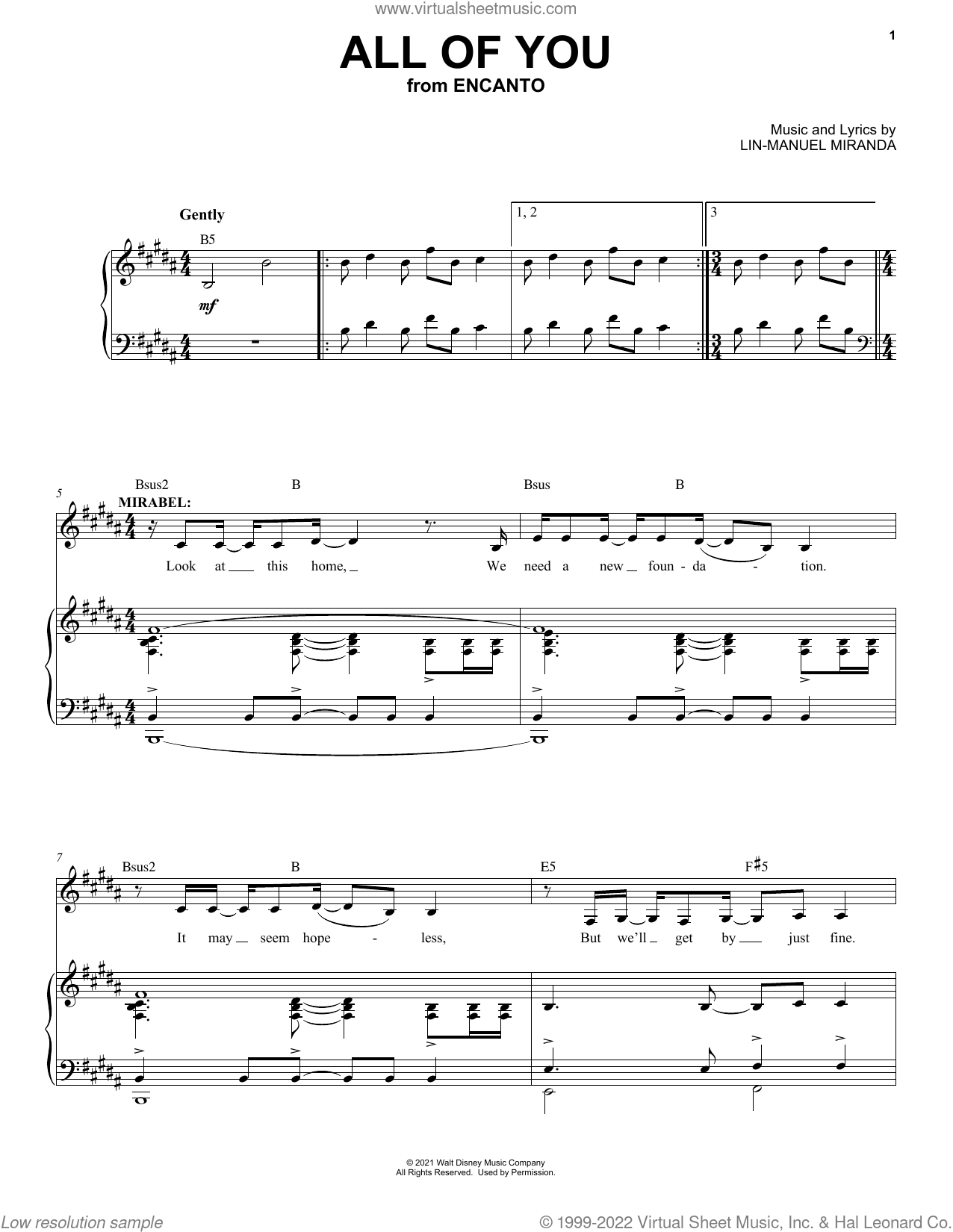 All Of You (from Encanto) sheet music for voice and piano (PDF)