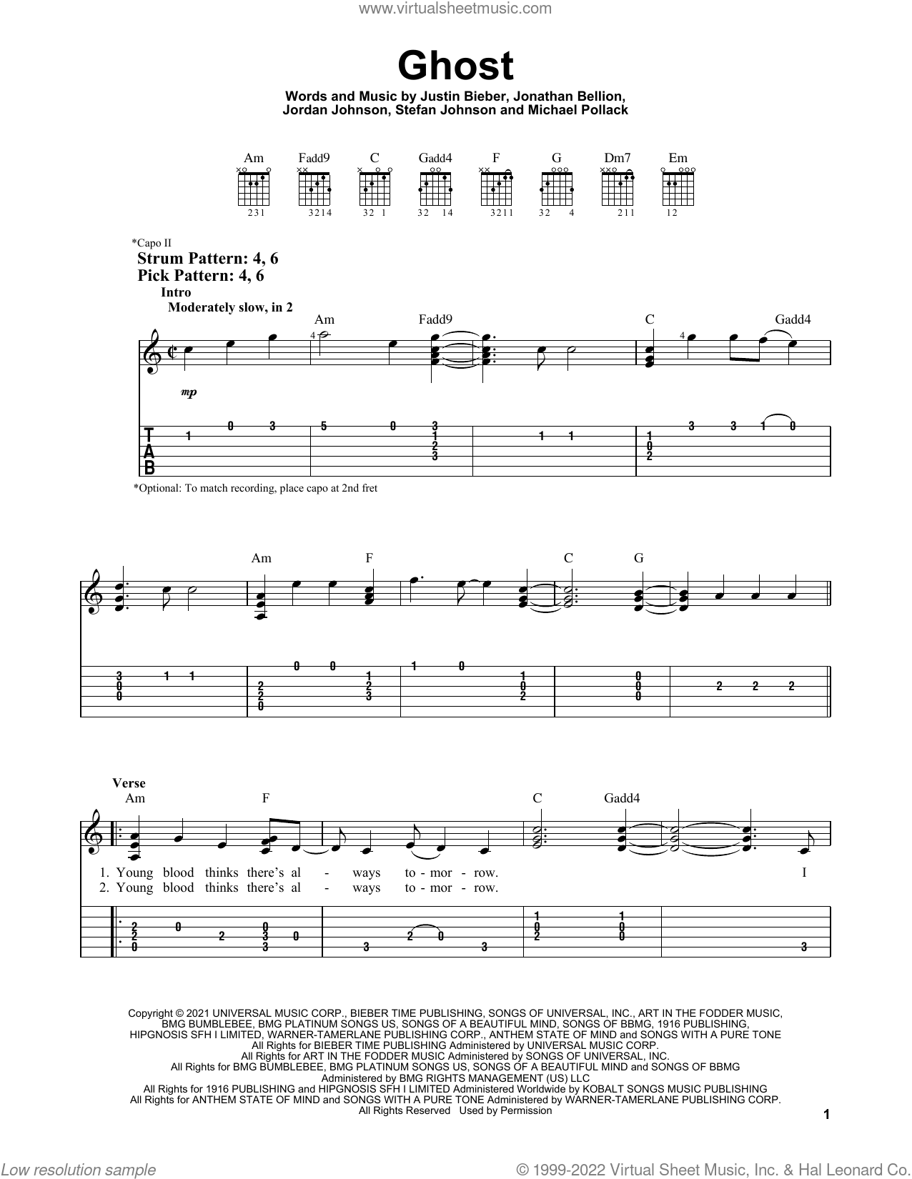 Ghost – Justin Bieber Ghost Sheet music for Piano (Solo) Easy