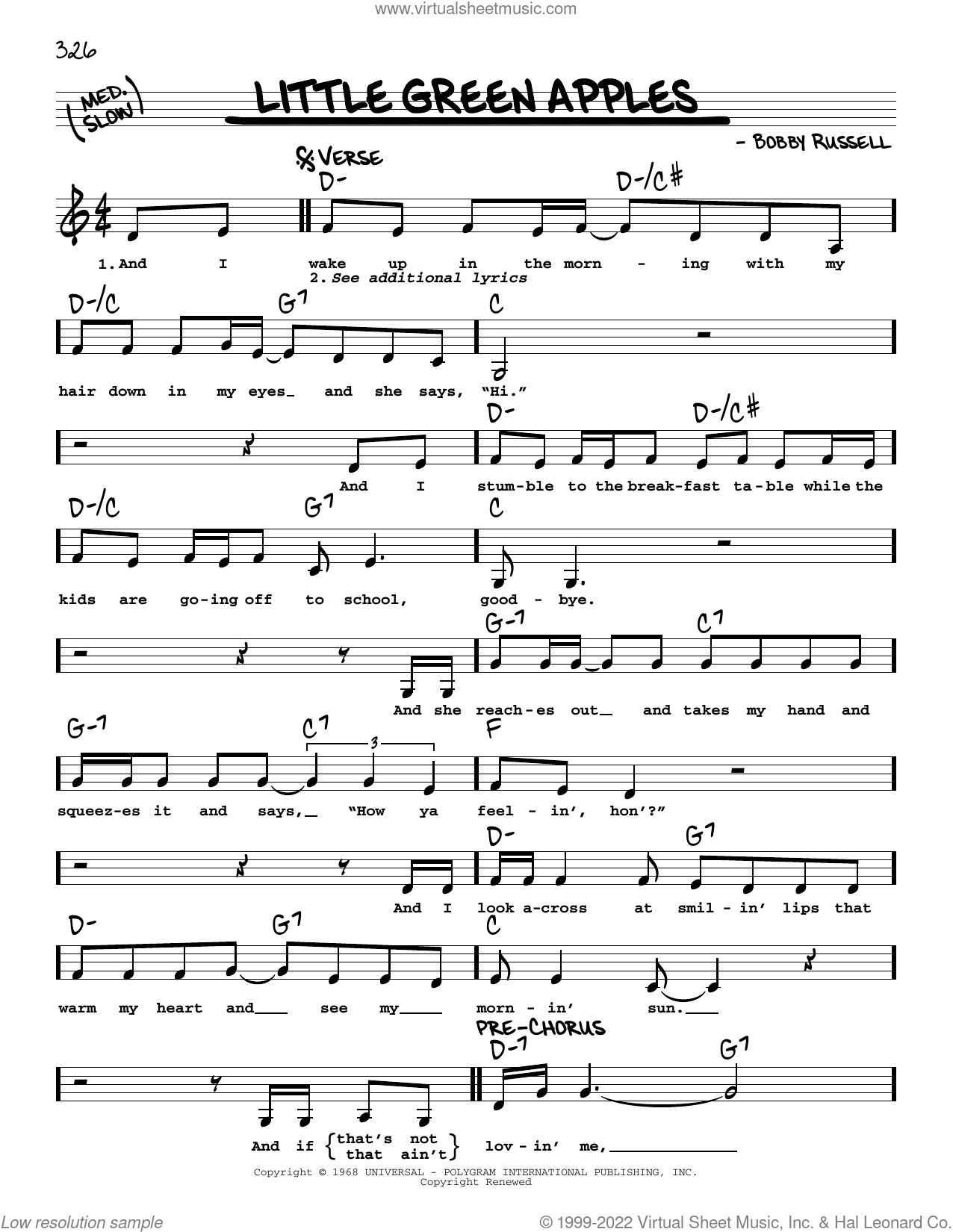 Little Green Apples sheet music (real book with lyrics) (PDF)
