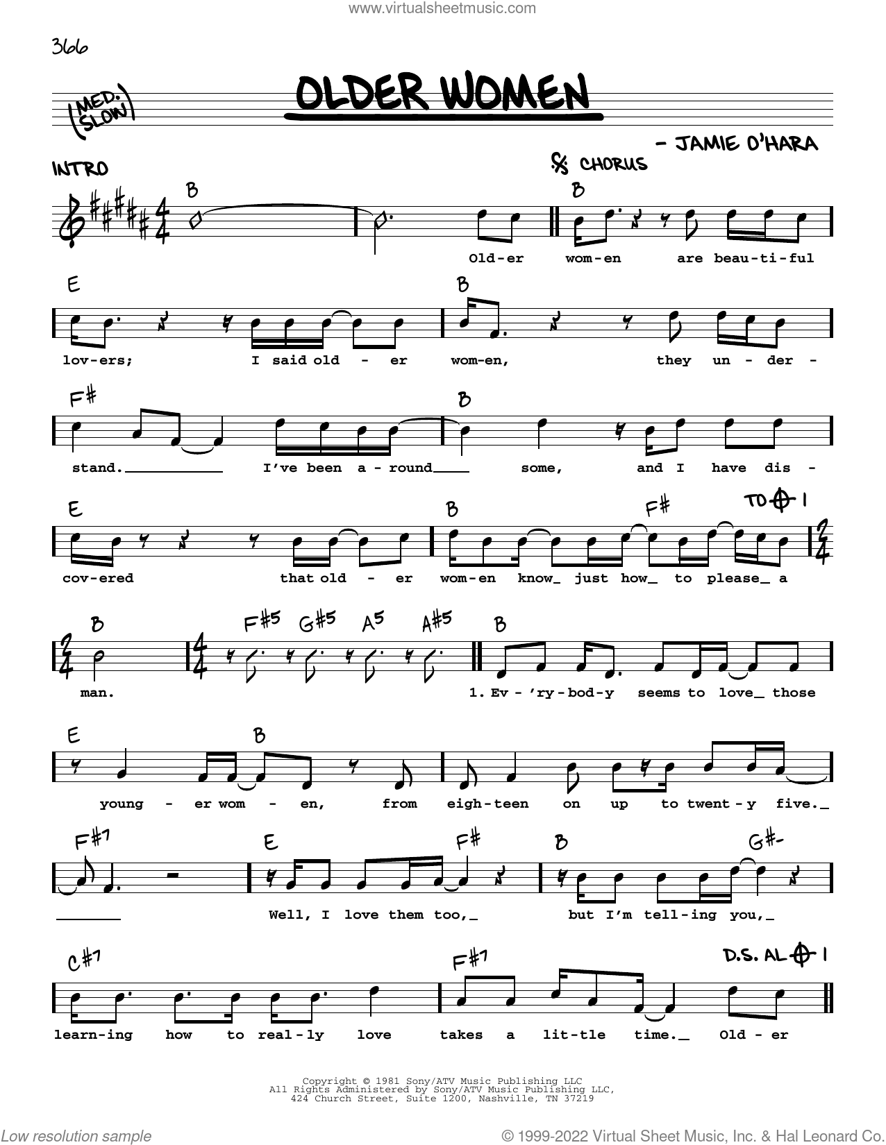 Older Women sheet music (real book with lyrics) (PDF)