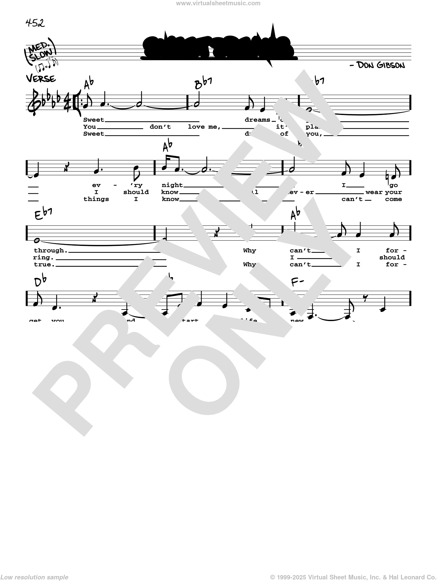 Sweet Dreams sheet music (real book with lyrics) (PDF)