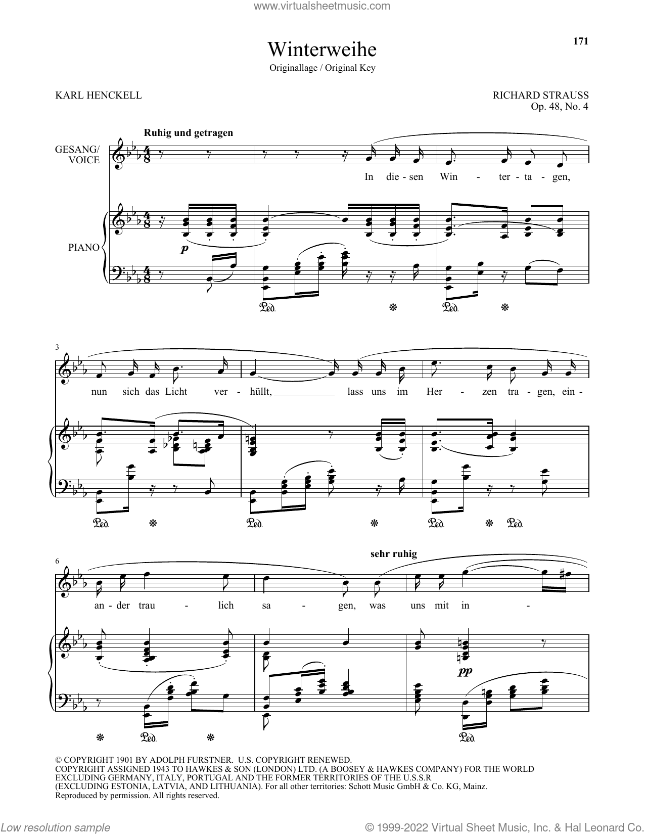 Winterweihe (High Voice) sheet music for voice and piano (High Voice)