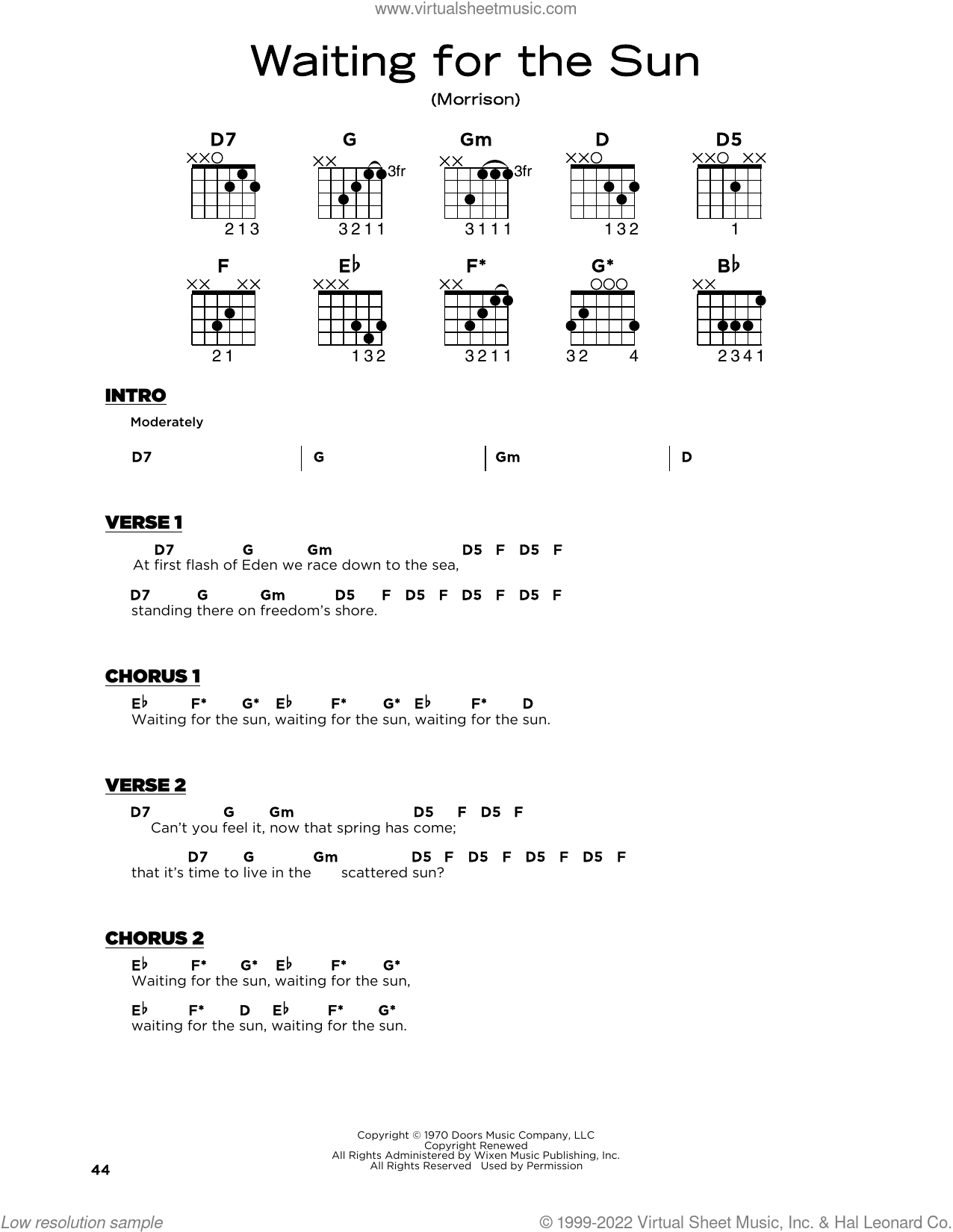 Waiting For The Sun sheet music for guitar solo (PDF)