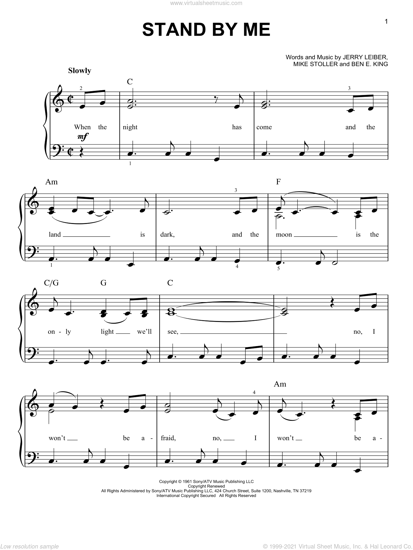King - Stand By Me, (easy) sheet music for piano solo [PDF]