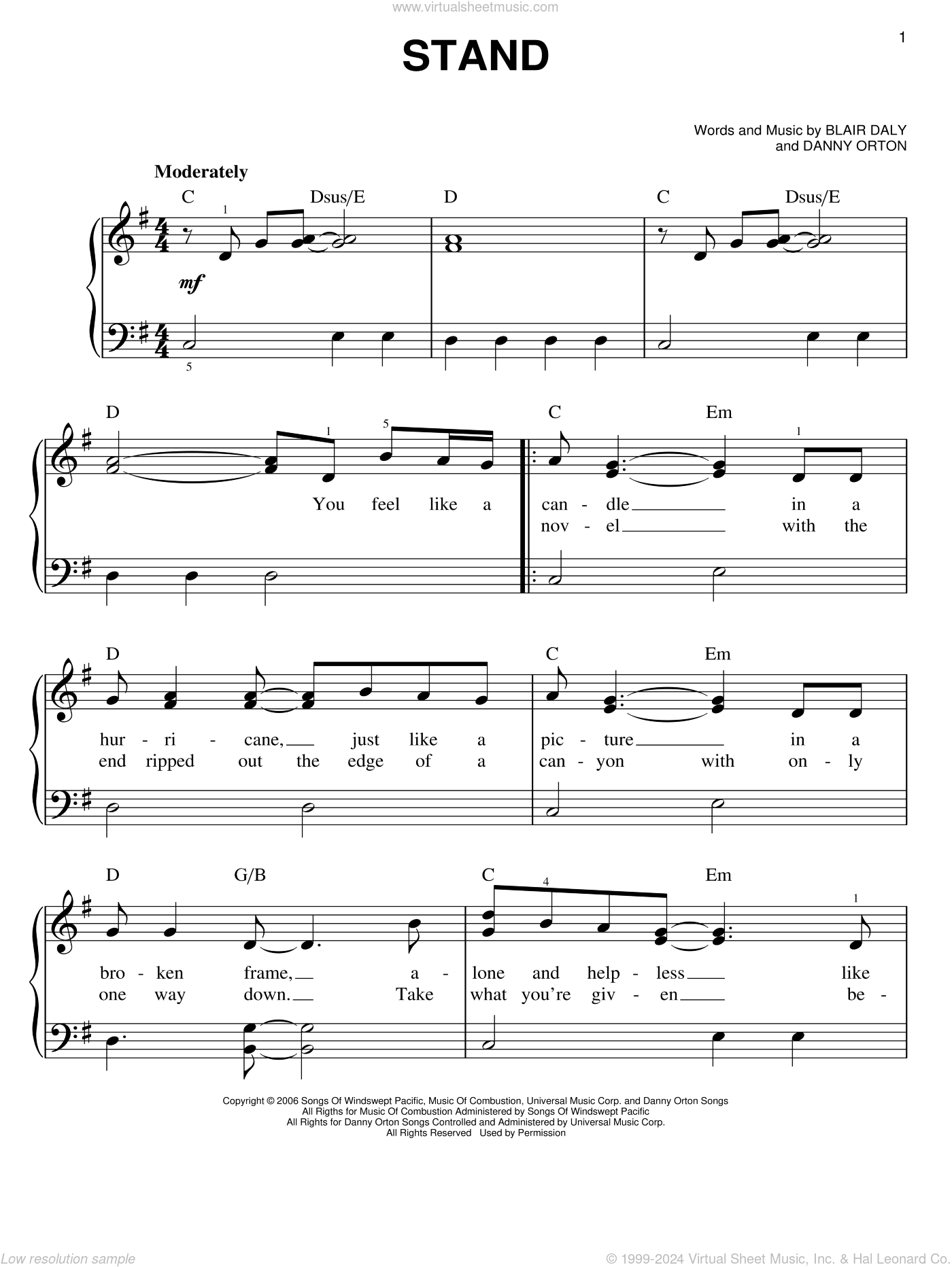 Stand sheet music for piano solo (PDF-interactive)