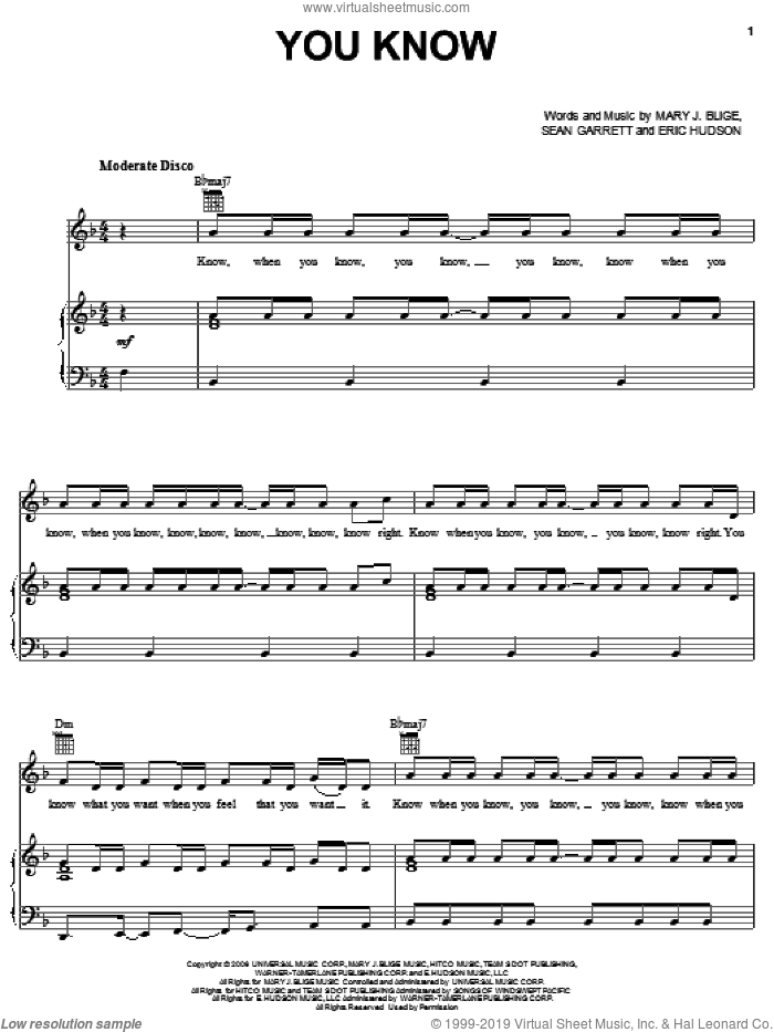 You Know sheet music for voice, piano or guitar (PDFinteractive)