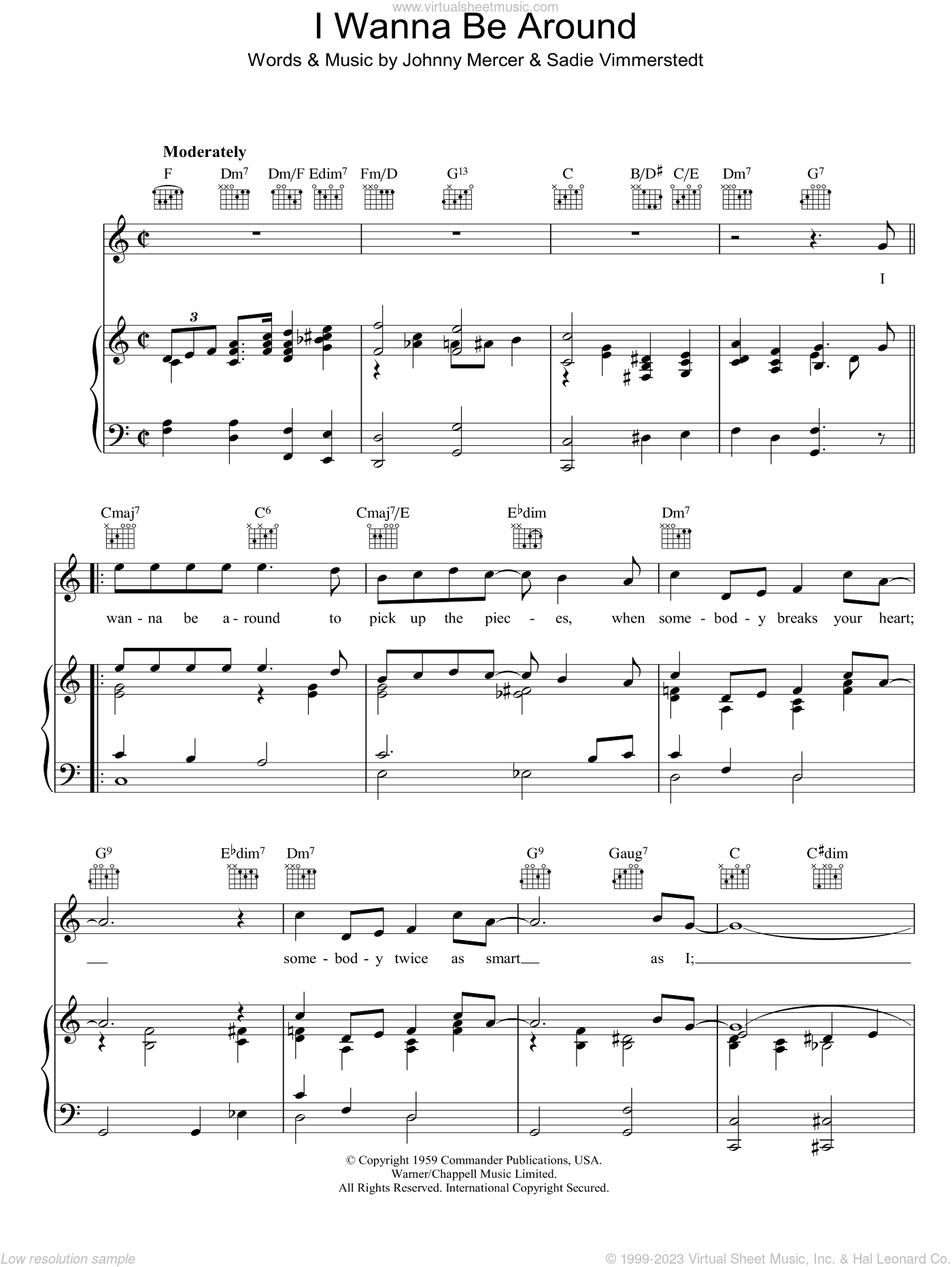 I Wanna Be Around sheet music for voice, piano or guitar (PDF)