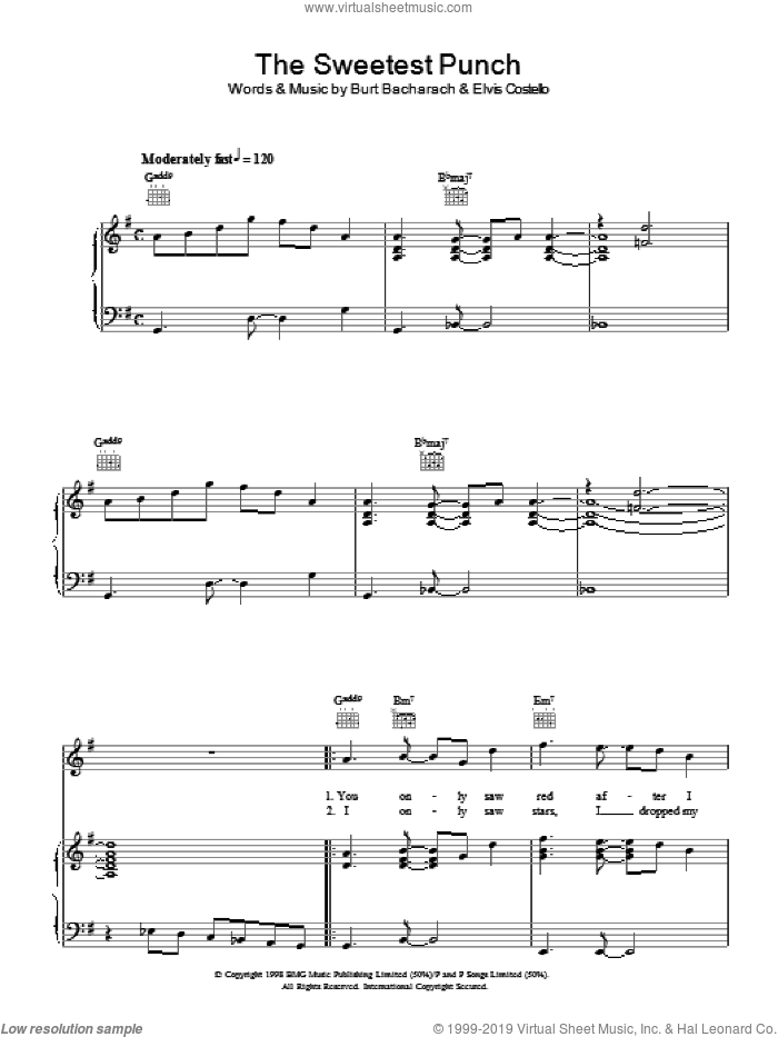 The Sweetest Punch sheet music for voice, piano or guitar (PDF)