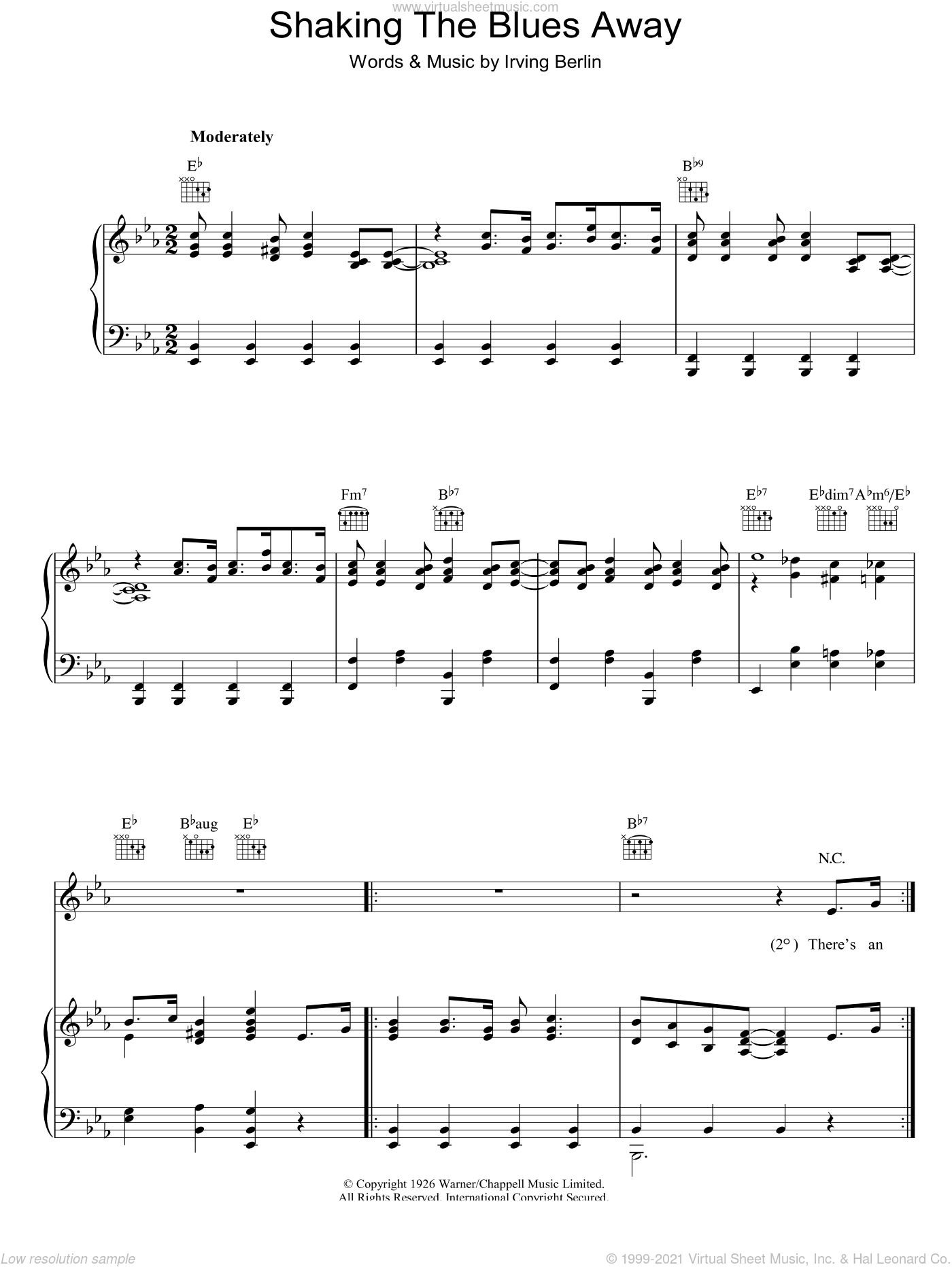 Shaking The Blues Away sheet music for voice, piano or guitar v2