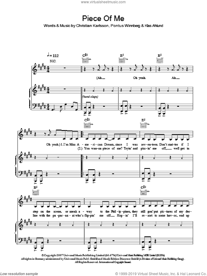 Pieces Of Me" Sheet Music for Big Note Piano - Sheet Music Now